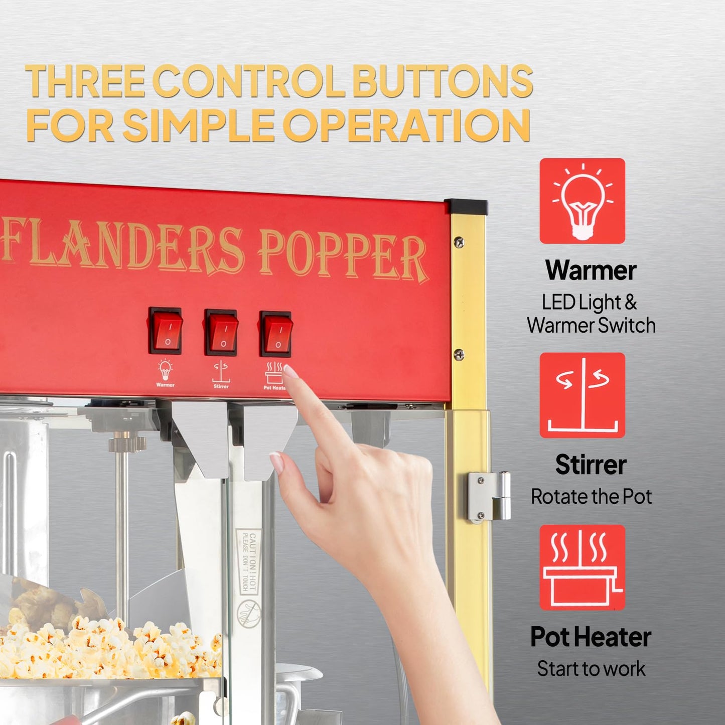 ROVSUN Popcorn Machine with 8 Ounce Kettle Makes Up to 32 Cups, Commercial Popcorn Machine Countertop Popcorn Maker w/Stainless Steel Scoop, Oil Spoon & 3 Popcorn Cups for Home Movie Theater, ETL