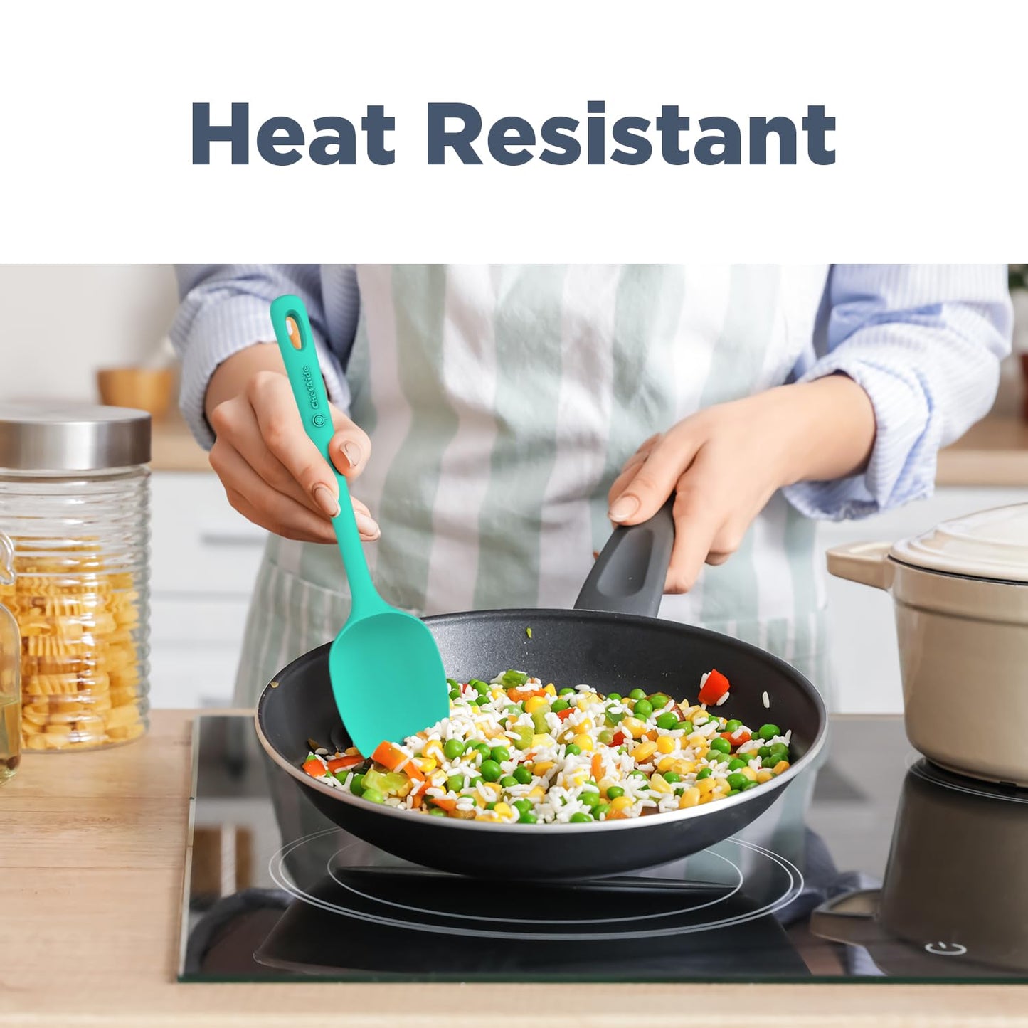 5 Pieces Silicone Spatula Set, Food Grade Rubber Spatula, Upgrade Strong Handle with Ergonomic Grip, Heat Resistant Up to 600°F for Nonstick Cookware, Cooking