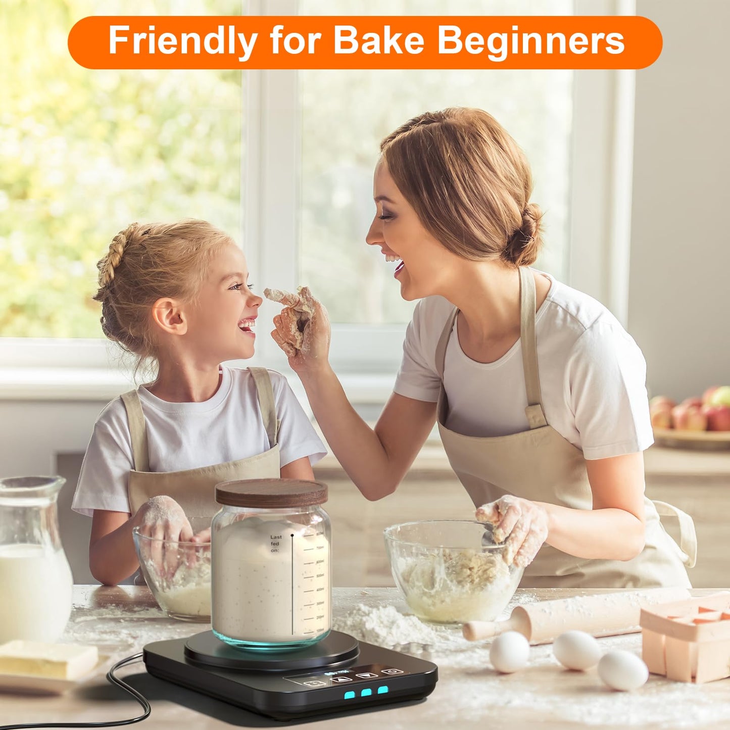 Electric Sourdough Starter Warmer Mat, Upgrade Warming Heating Pad for Sour Dough Starter, Sourdough Heater Proofing Tool for Home Baking with US Plug Thermostat Control, Timing, Memory Function