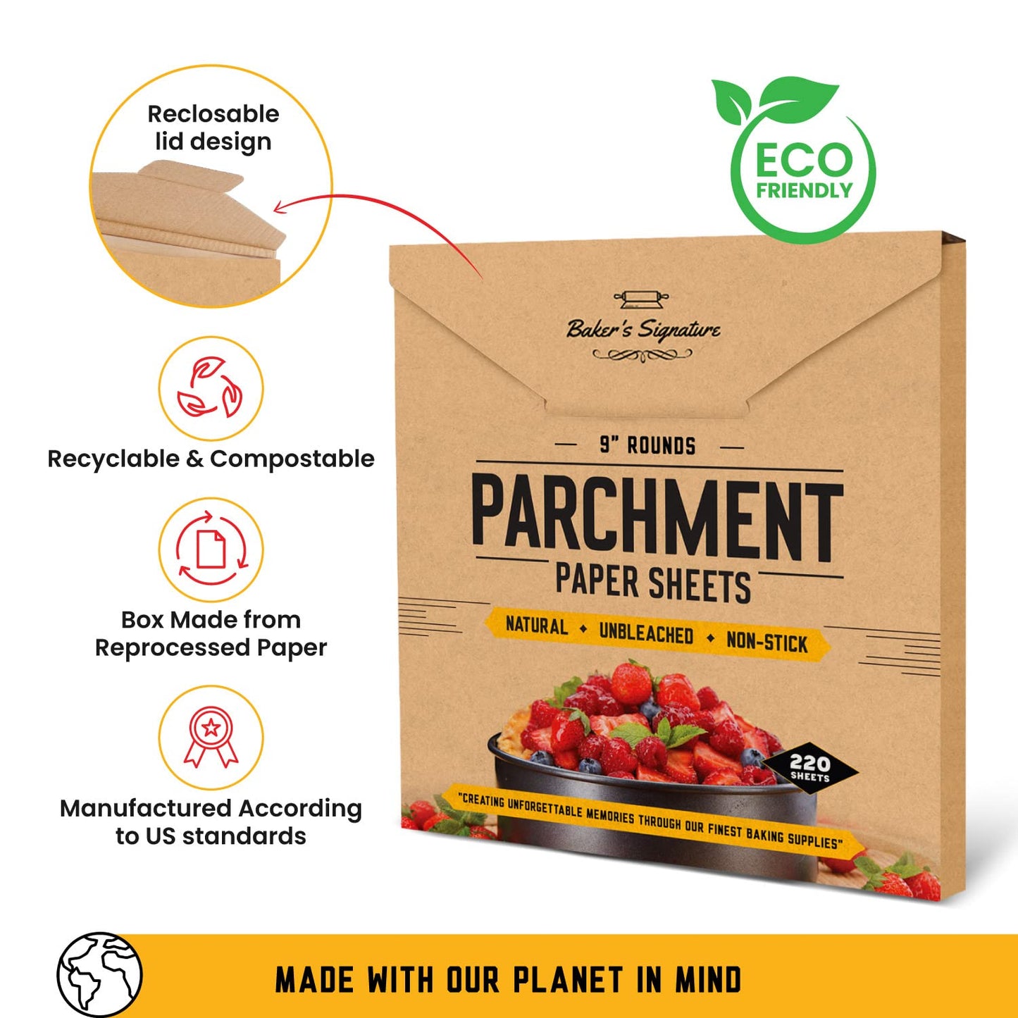 [220 Liners] Heavy Duty 8 Inch Parchment Rounds Paper Baking Sheets | Precut Silicone Coated & Unbleached – Will Not Curl or Burn – Non-Toxic & Comes in Convenient Packaging