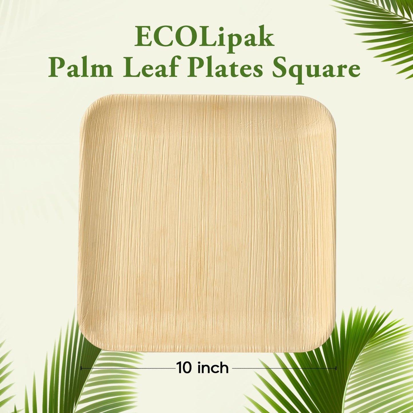ECOLipak 6 Inch Compostable Palm Leaf Plate Like Bamboo Plate, 100 Pack Disposable Biodegradable Plates Suitable for Party, Dinner