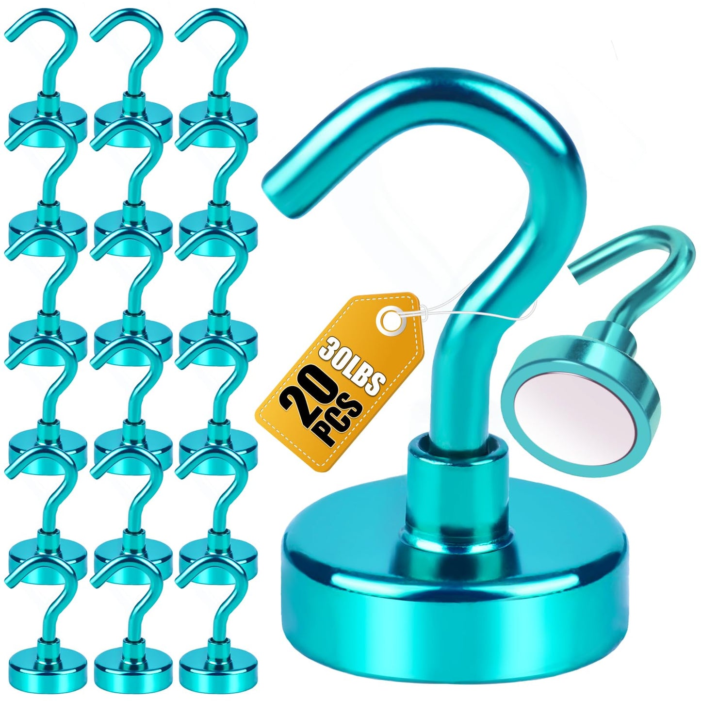 DIYMAG Magnetic Hooks, 30lbs+ Magnet Hook 2025 Cruise Cabin Ship Essentials Heavy Duty Strong Magnets Refrigerator Fridge Hanging for Classroom Beach Vacation Kitchen Grills Home 20 Pack (Silver)