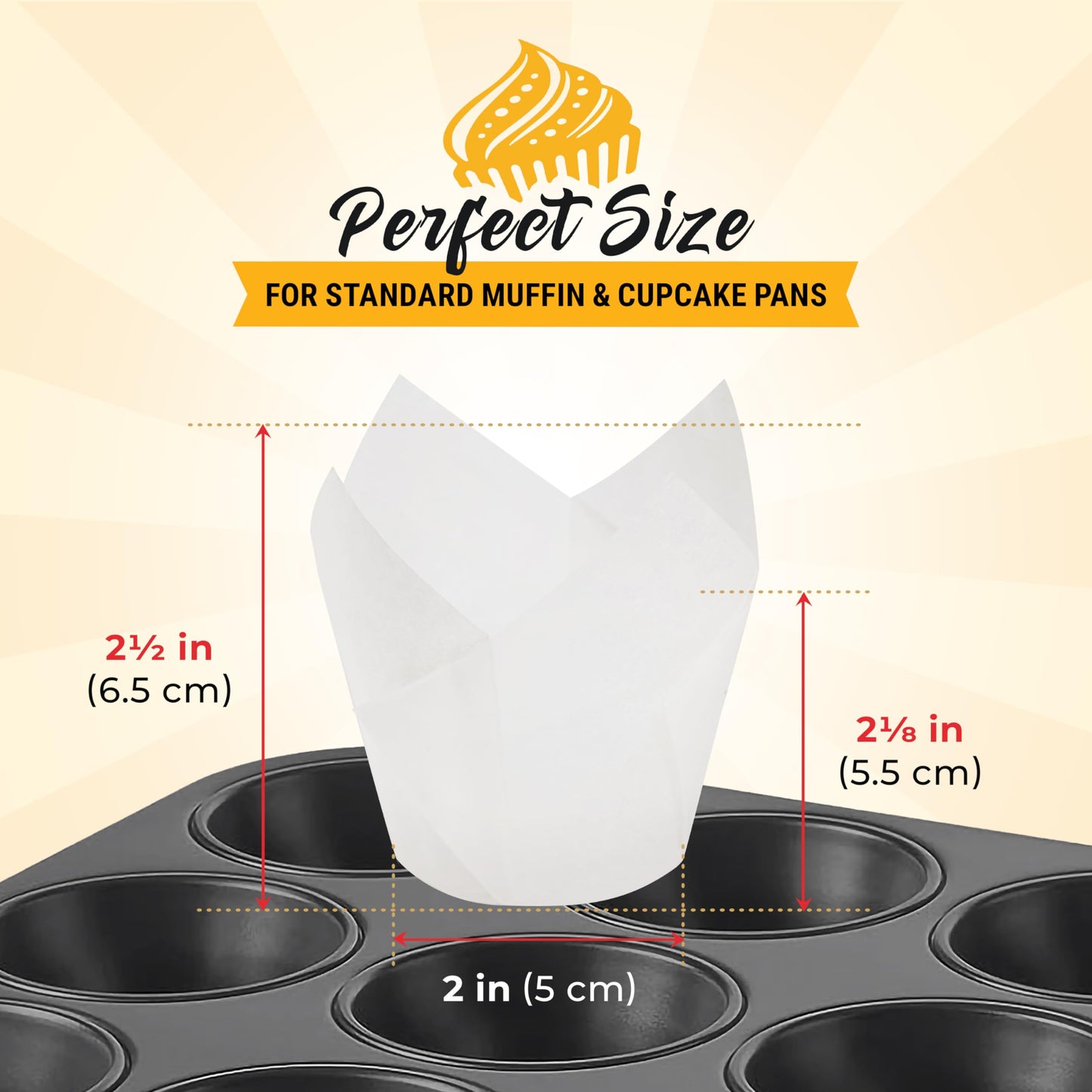 Tulip Cupcake Liners, Muffin Liners for Baking by Baker’s Signature – 200pcs of Parchment Paper Cups Cupcake Wrappers – Perfect Size, Sturdy, Greaseproof & Easy to Use – Colorful