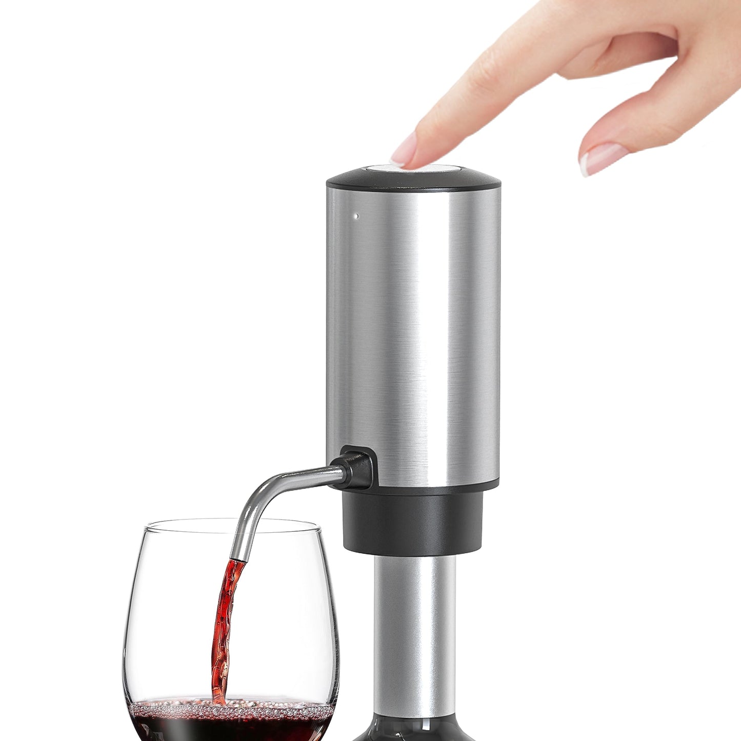 Rechargeable Wine aerator Electric Wine Decanter, Automatic Wine Dispenser withStorage Base,Two Modes:long press to continuously Dispense wine/single press to Dispense75ml of Wine