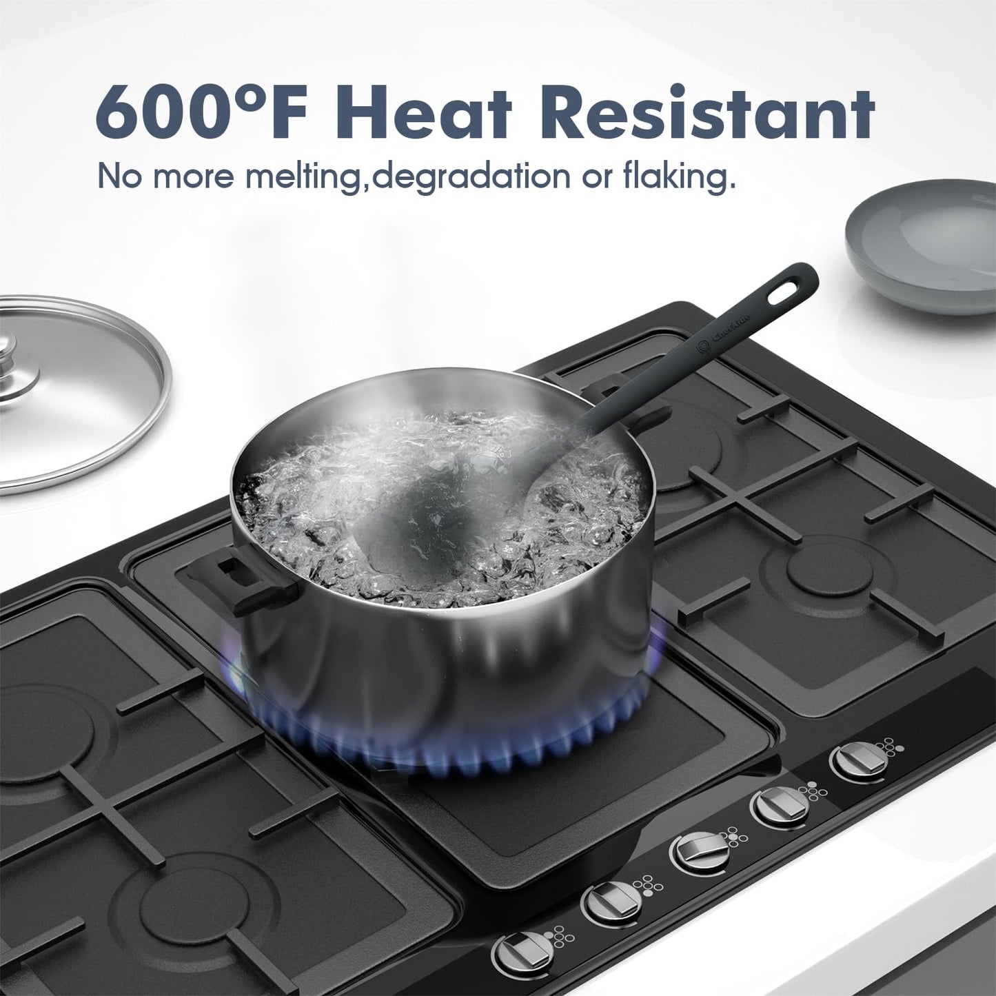 5 Pieces Silicone Spatula Set, Food Grade Rubber Spatula, Upgrade Strong Handle with Ergonomic Grip, Heat Resistant Up to 600°F for Nonstick Cookware, Cooking