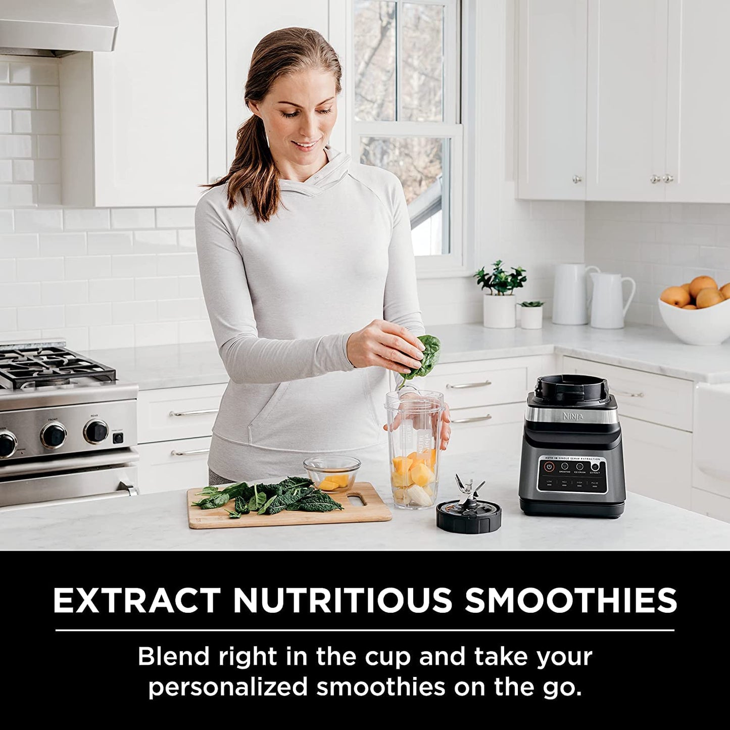 Ninja BN801 Professional Plus Kitchen System, 1400 WP, 5 Functions for Smoothies, Chopping, Dough & More with Auto IQ, 72-oz.* Blender Pitcher, 64-oz. Processor Bowl, (2) 24-oz. To-Go Cups, Grey