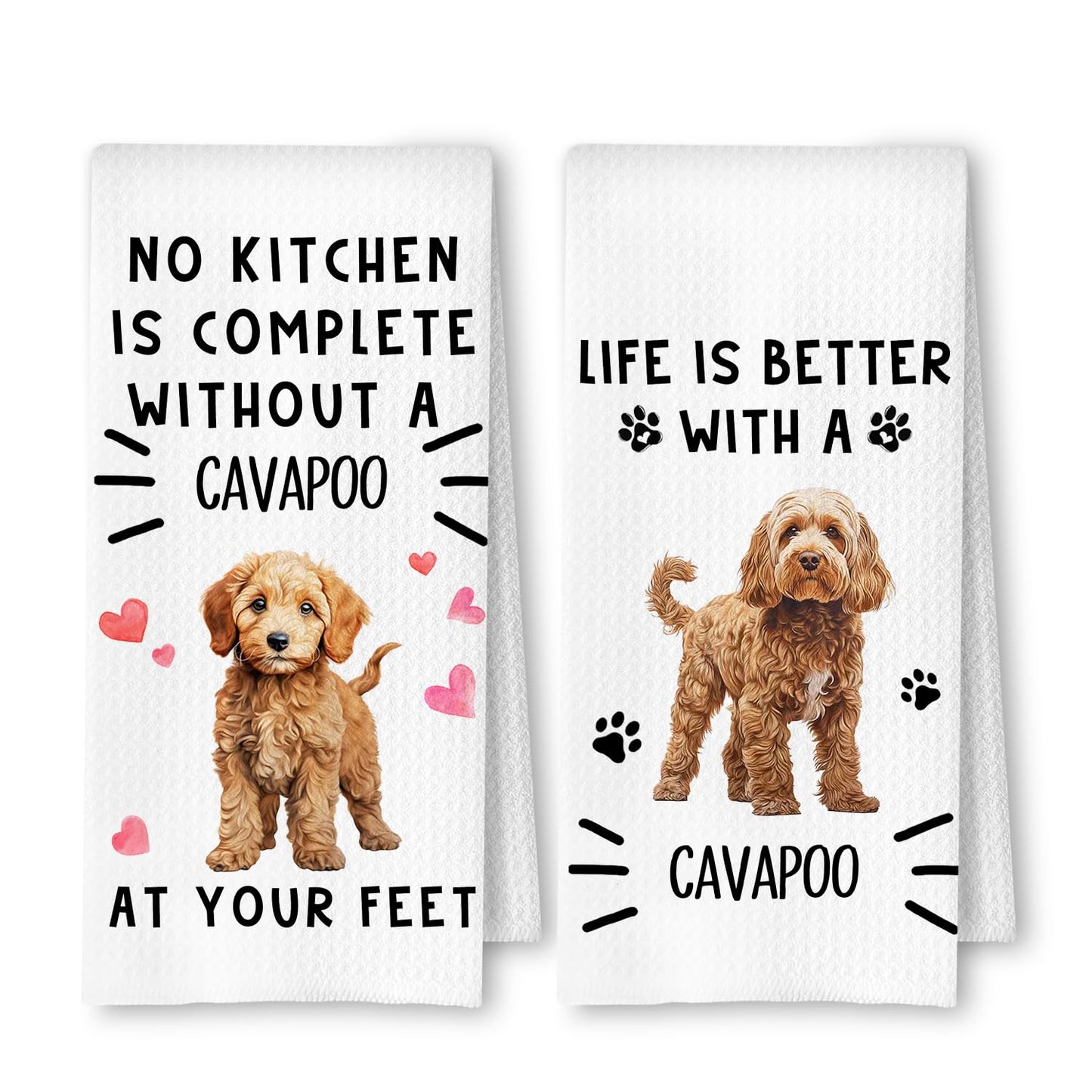 Cavapoo Dog Kitchen Towels, Cavapoo Gifts for Women Dish Tea Towels for Kitchen Decor, Dog Lovers Mom Gifts Decorative Hand Towel for Bathroom, 16x24 Inches