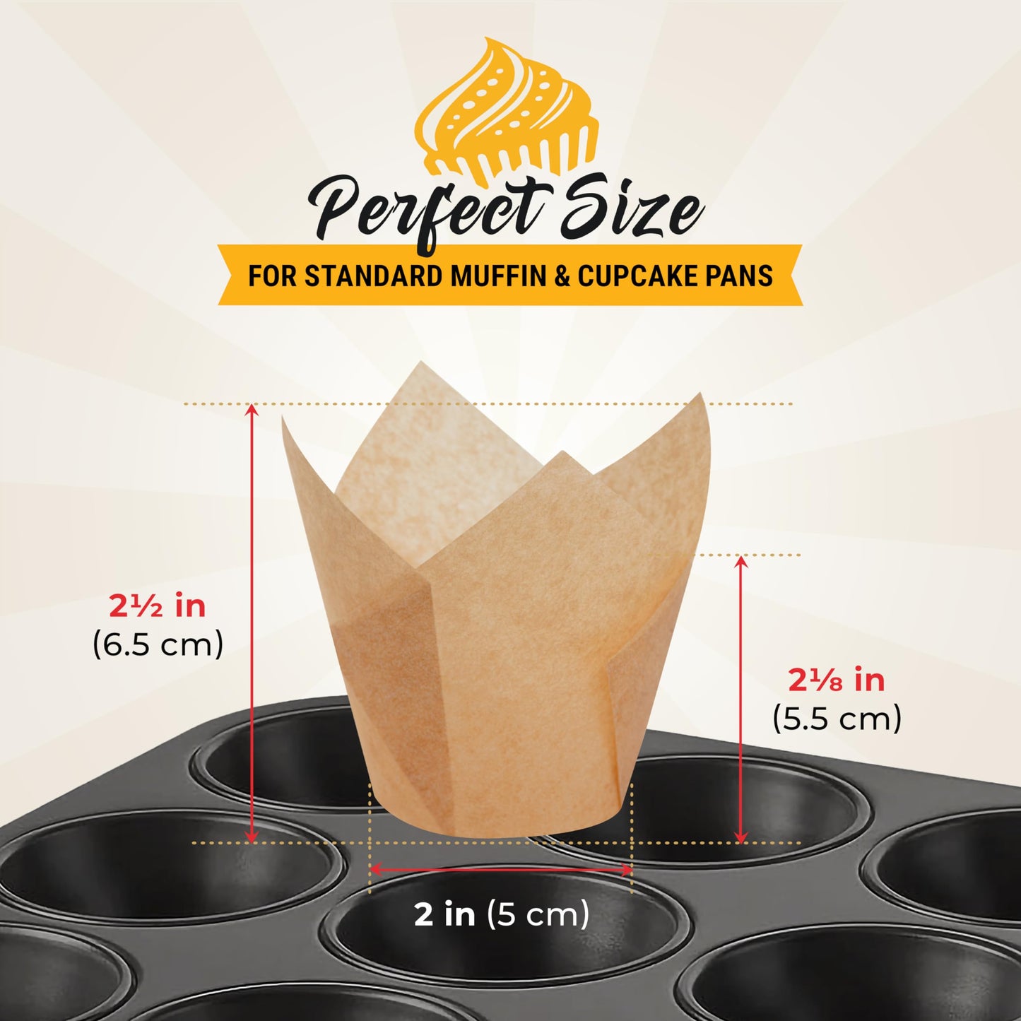 Tulip Cupcake Liners, Muffin Liners for Baking by Baker’s Signature – 200pcs of Parchment Paper Cups Cupcake Wrappers – Perfect Size, Sturdy, Greaseproof & Easy to Use – Colorful