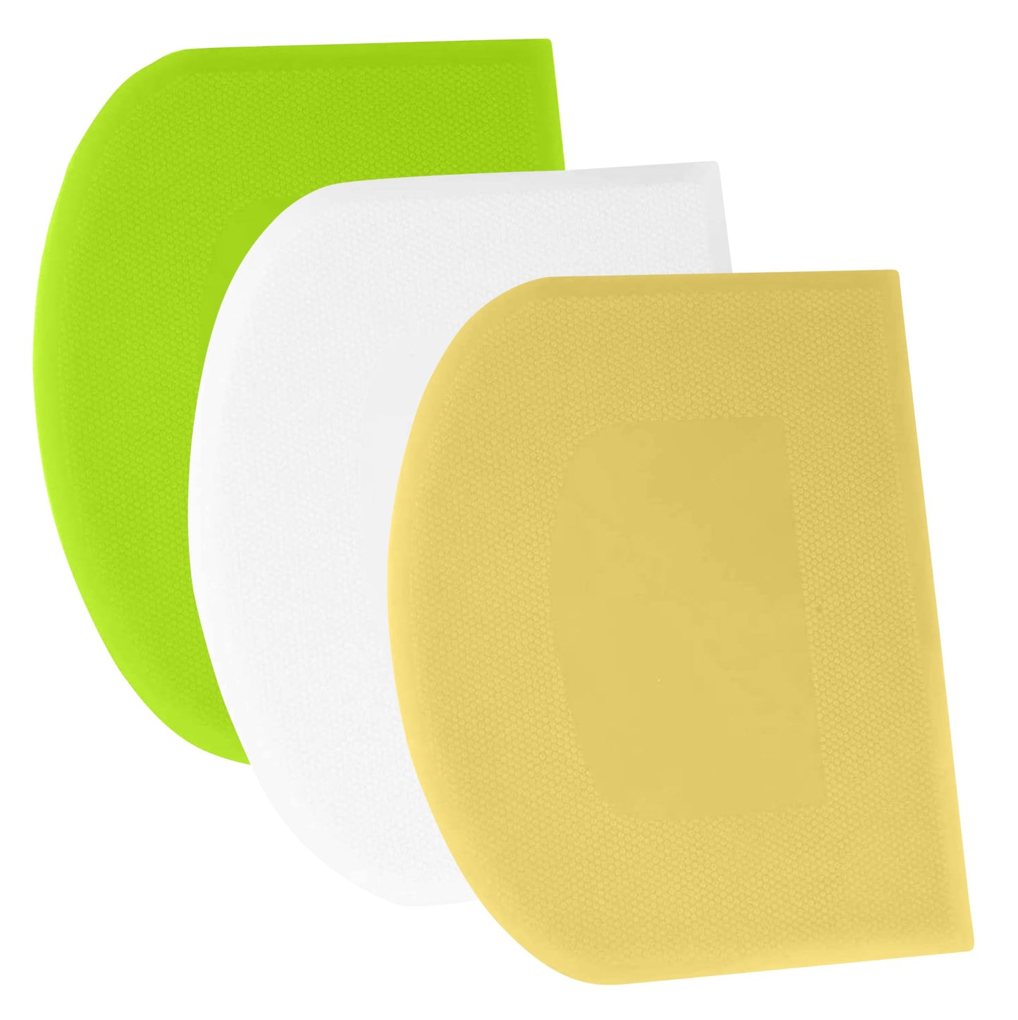 SURDOCA Dough Scraper Bench Scraper - 3P 4.7x3.7" Plastic Flexible Bowl Scraper, Sharp Edge & Angles Cake Scraper. Non-Slip Bakeware Decorating Tools Sculpting & Modeling Tools - Yellow+Green+Yellow