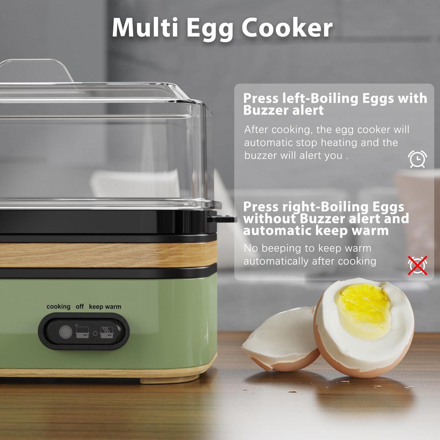 Evoloop Rapid Egg Cooker Electric 6 Eggs Capacity, Soft, Medium, Hard Boiled, Poacher, Omelet Maker Egg Poacher With Auto Shut-Off, BPA Free