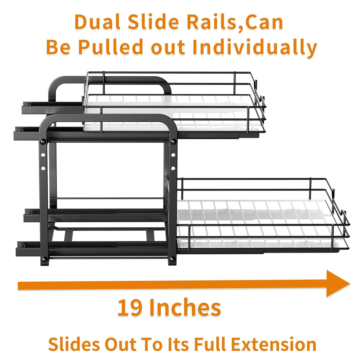 RCHYFEED Pull Out Spice Rack Organizer for Cabinet,Slide out Spice Organizer for Inside Cabinets,Heavy Duty Spice Organization for Kitchen and Pantry,Seasoning,Sauces(1-Tier,8.5" Wx10.5 Dx2.5 H)