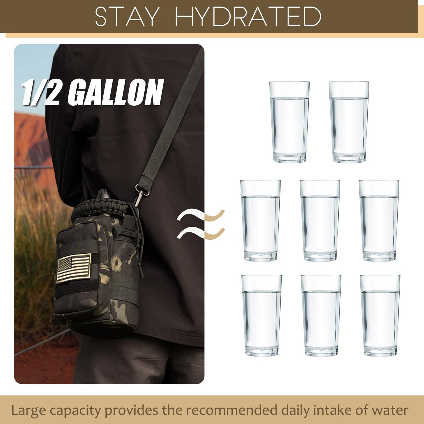 32 Oz Water Bottle with Sleeve - Insulated Bottle with Strap Stainless Steel Gym Water Bottles for Men Sports Workout Hiking All Black