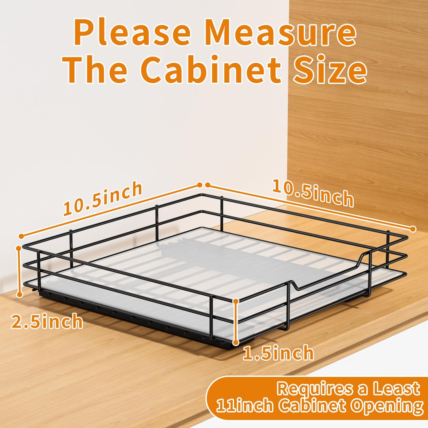 RCHYFEED Pull Out Spice Rack Organizer for Cabinet,Slide out Spice Organizer for Inside Cabinets,Heavy Duty Spice Organization for Kitchen and Pantry,Seasoning,Sauces(1-Tier,8.5" Wx10.5 Dx2.5 H)