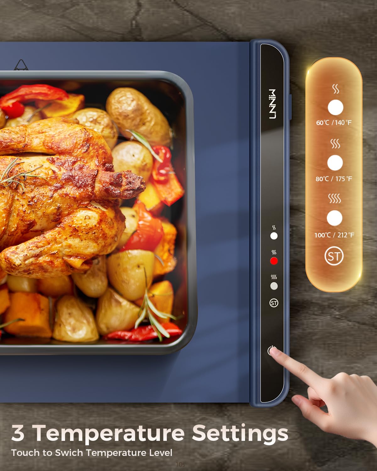 Warming Mat for Food,Food Warming Mat,Electric Warming Tray for Buffets Party and Home Daily Use,Heating Fastly in 10s,Portable Design,Timed Function for Your Family.