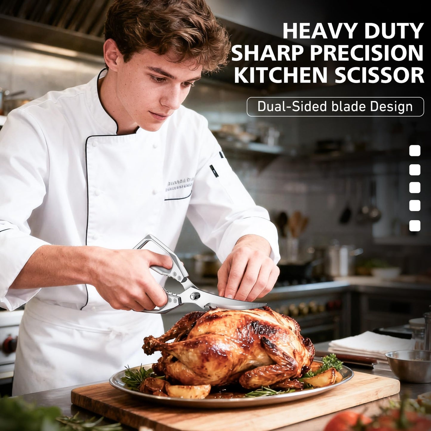 BALUCA Heavy Duty Kitchen Scissors All Purpose - Professional Stainless Steel Japanese Kitchen Shears for Food, Chicken Bones & Turkey | Dishwasher Safe, Sharp Meat & Poultry Scissors (Modern)