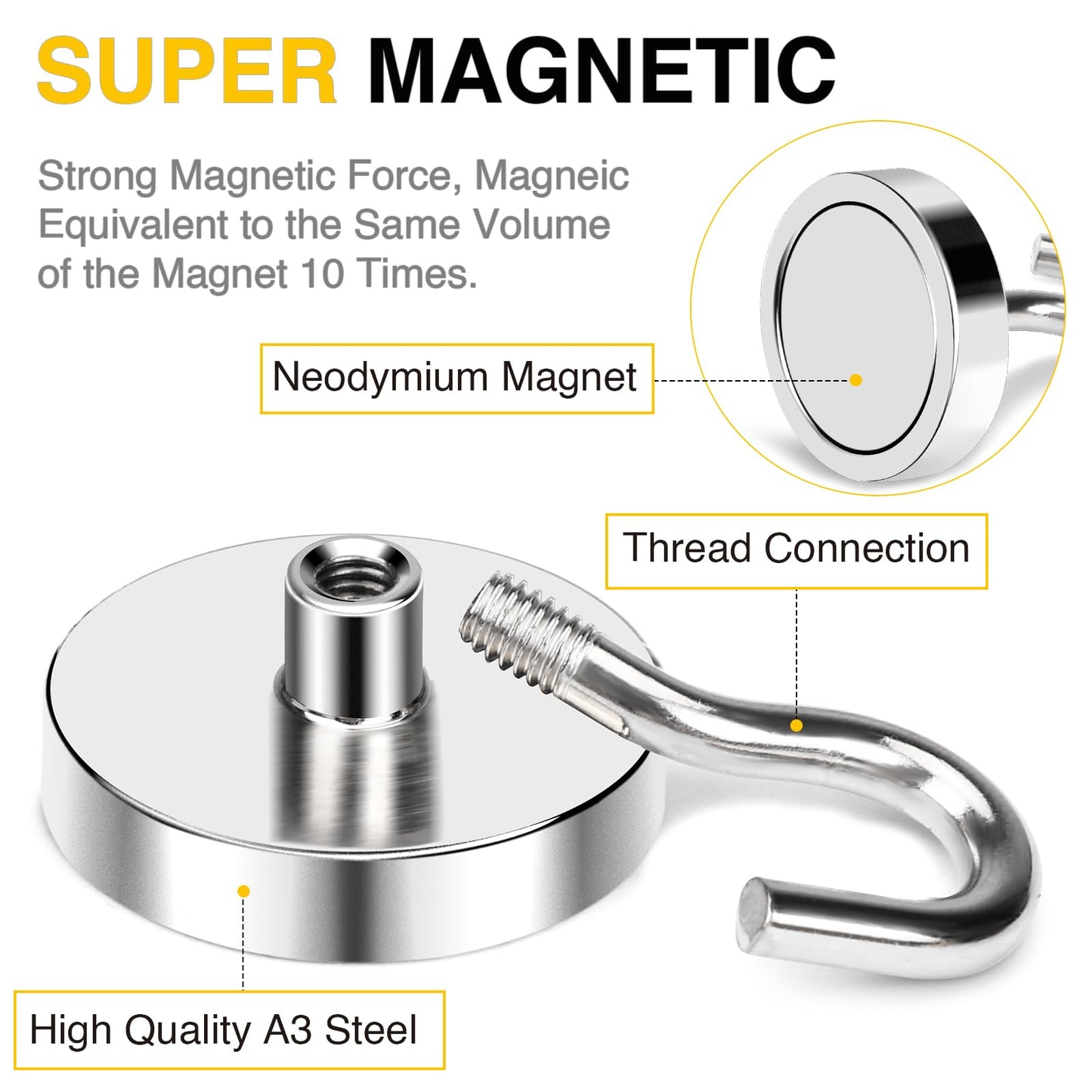 DIYMAG Magnetic Hooks, 30lbs+ Magnet Hook 2025 Cruise Cabin Ship Essentials Heavy Duty Strong Magnets Refrigerator Fridge Hanging for Classroom Beach Vacation Kitchen Grills Home 20 Pack (Silver)