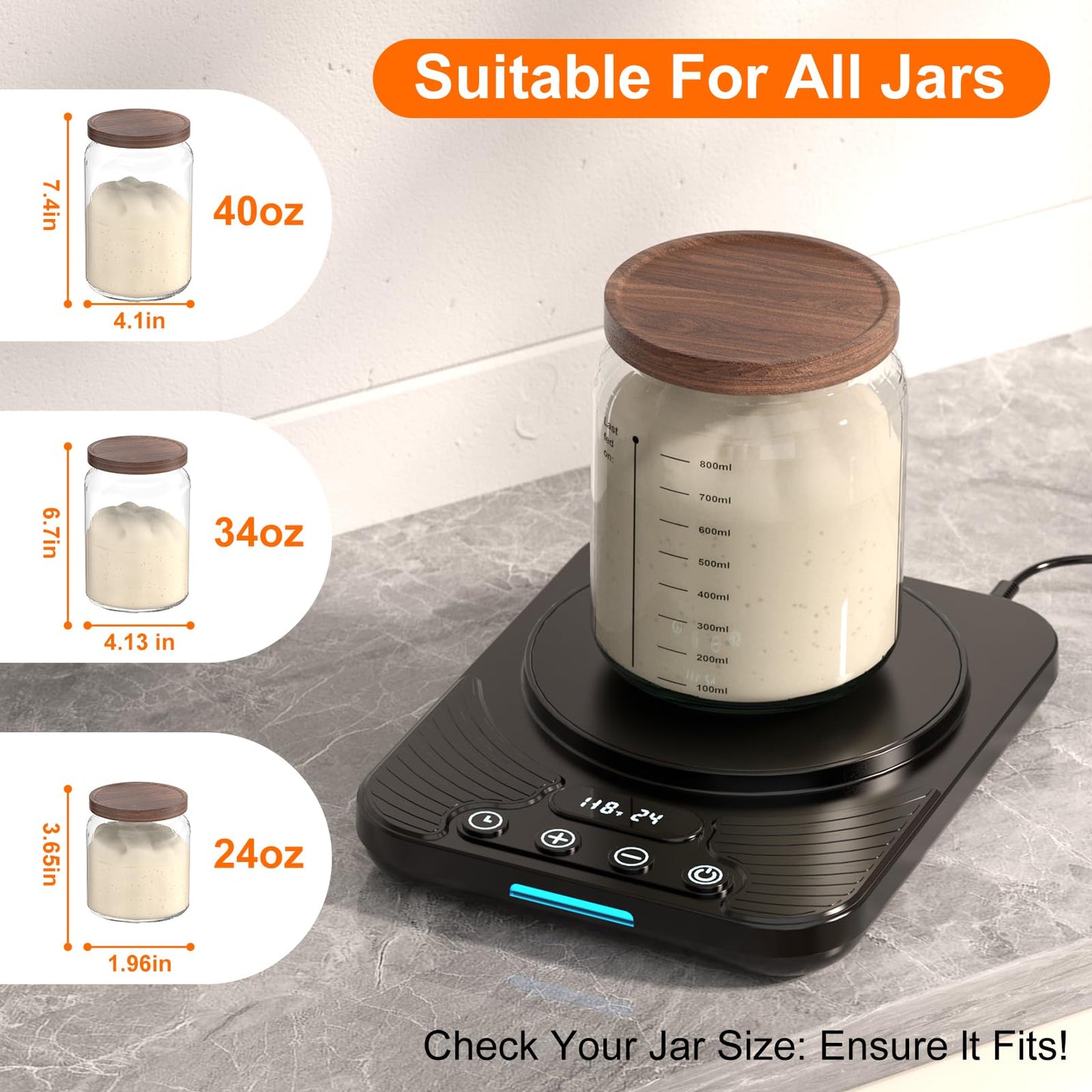 Electric Sourdough Starter Warmer Mat, Upgrade Warming Heating Pad for Sour Dough Starter, Sourdough Heater Proofing Tool for Home Baking with US Plug Thermostat Control, Timing, Memory Function