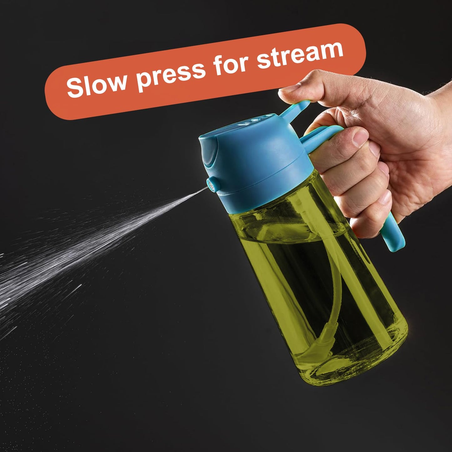 CXINYI - 16oz/470ml Olive Oil Dispenser for Kitchen with Stickers - 2 in 1 Olive Oil Sprayer for Cooking, Air Fryer, and Salad, Black&Green (Light-Proof Kitchen Gadget)