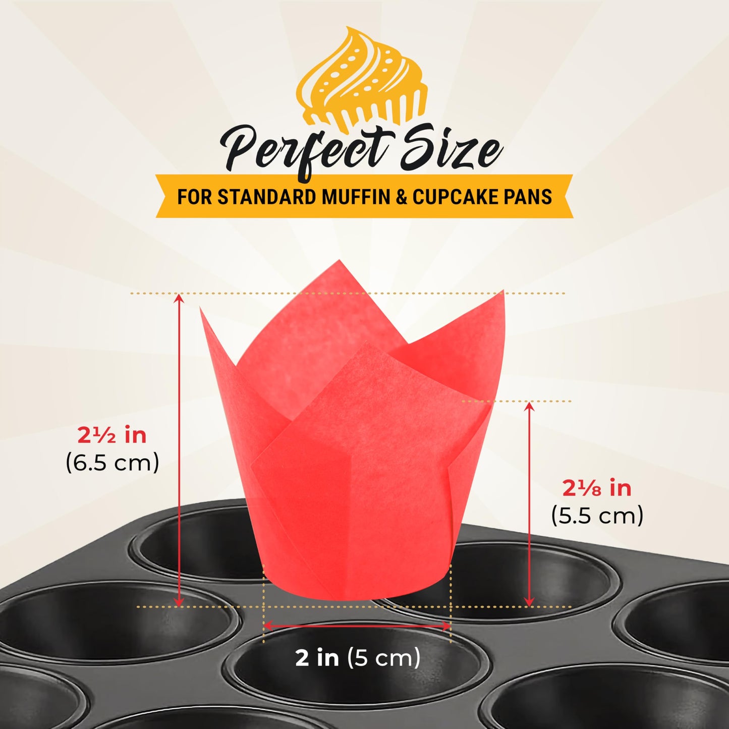 Tulip Cupcake Liners, Muffin Liners for Baking by Baker’s Signature – 200pcs of Parchment Paper Cups Cupcake Wrappers – Perfect Size, Sturdy, Greaseproof & Easy to Use – Colorful