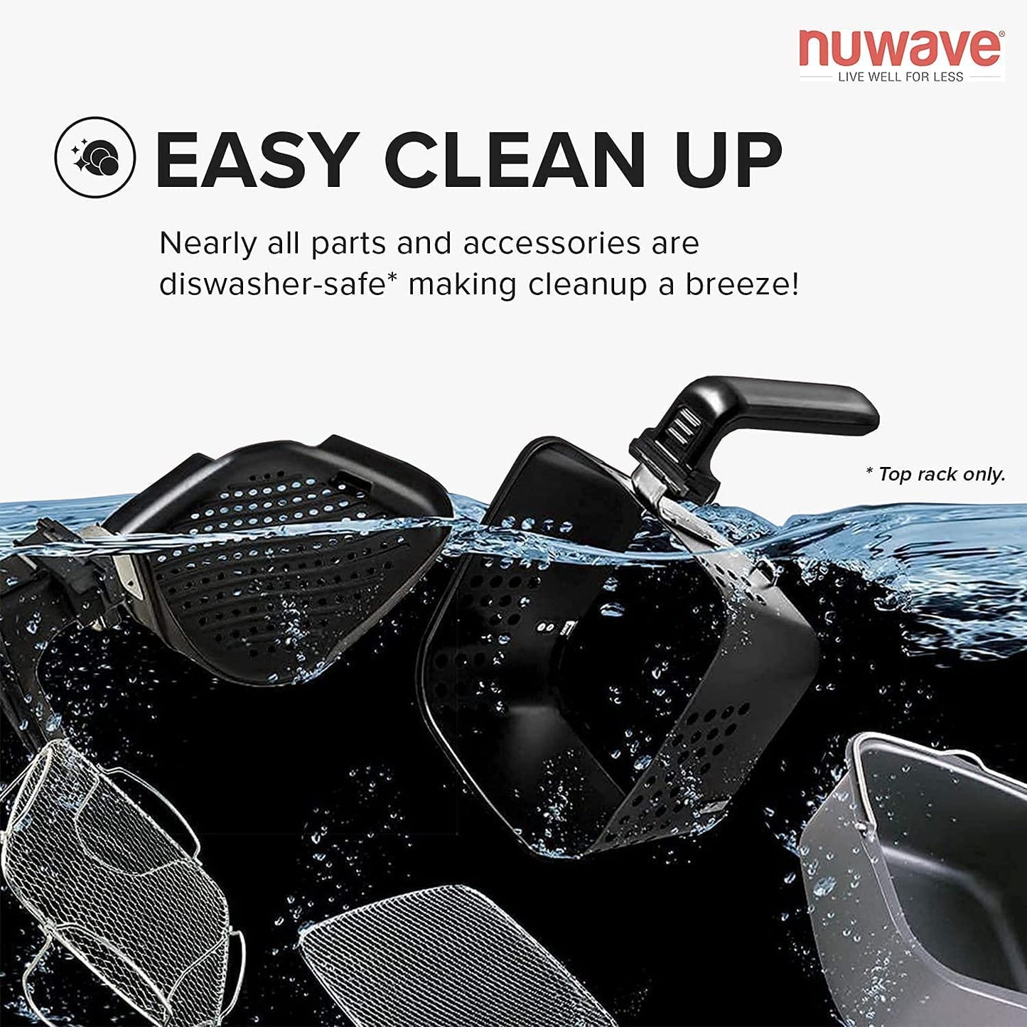 Nuwave Brio Air Fryer Oven, 15.5Qt X-Large Family Size, SS Rotisserie Basket &Skewer-Kit, Reversible Ultra Non-Stick Grill/Griddle Plate, Powerful 1800W, Integrated Smart Thermometer,Black