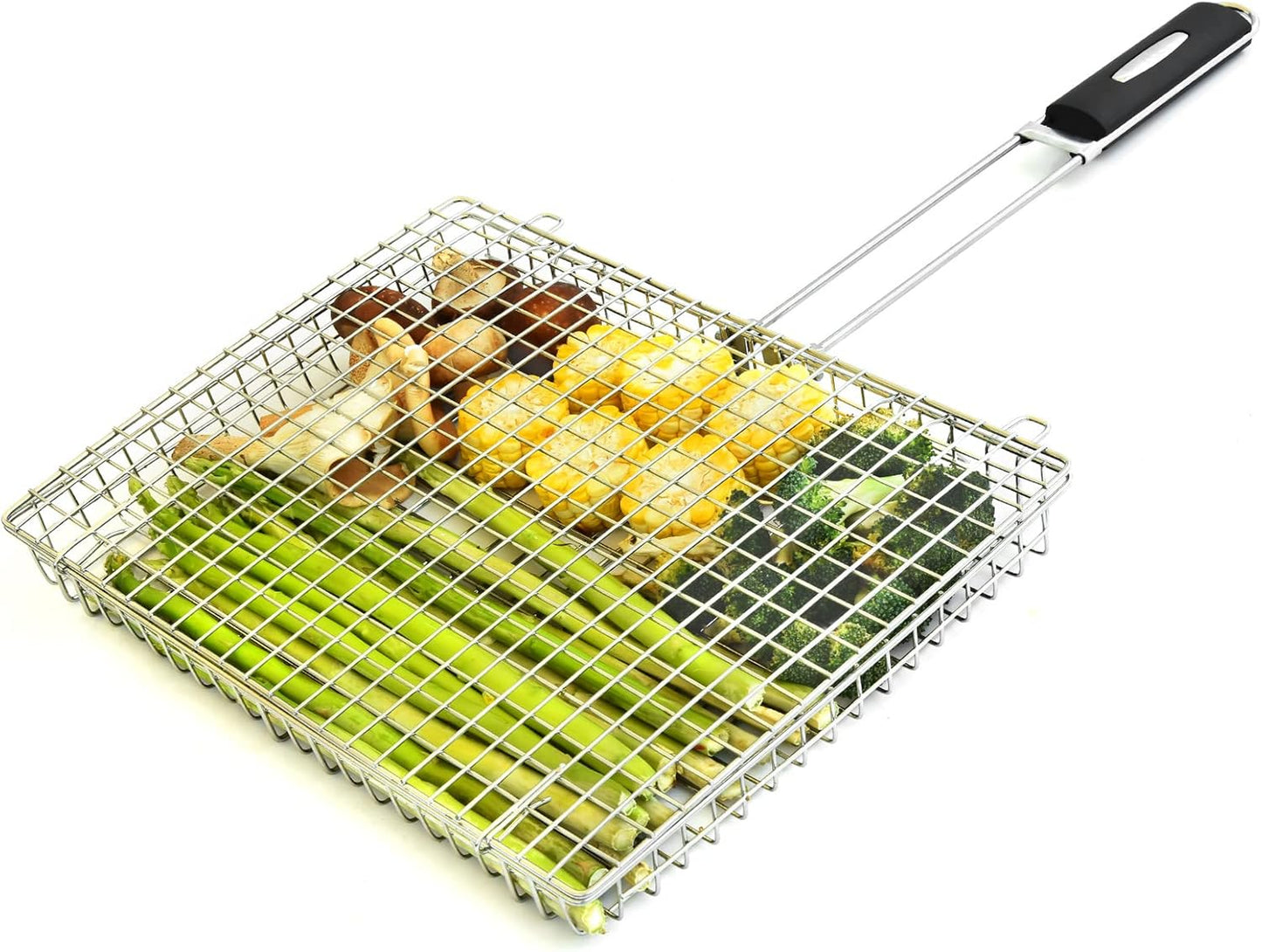 Grill Basket Extra Large,Grill Accessories for Outdoor Grill,Grilling Gifts for Men,Fish Grill Basket, Shrimp Vegetable, Veggie, Barbecue BBQ Rack, Camping Cooking, Unique Detachable Handle
