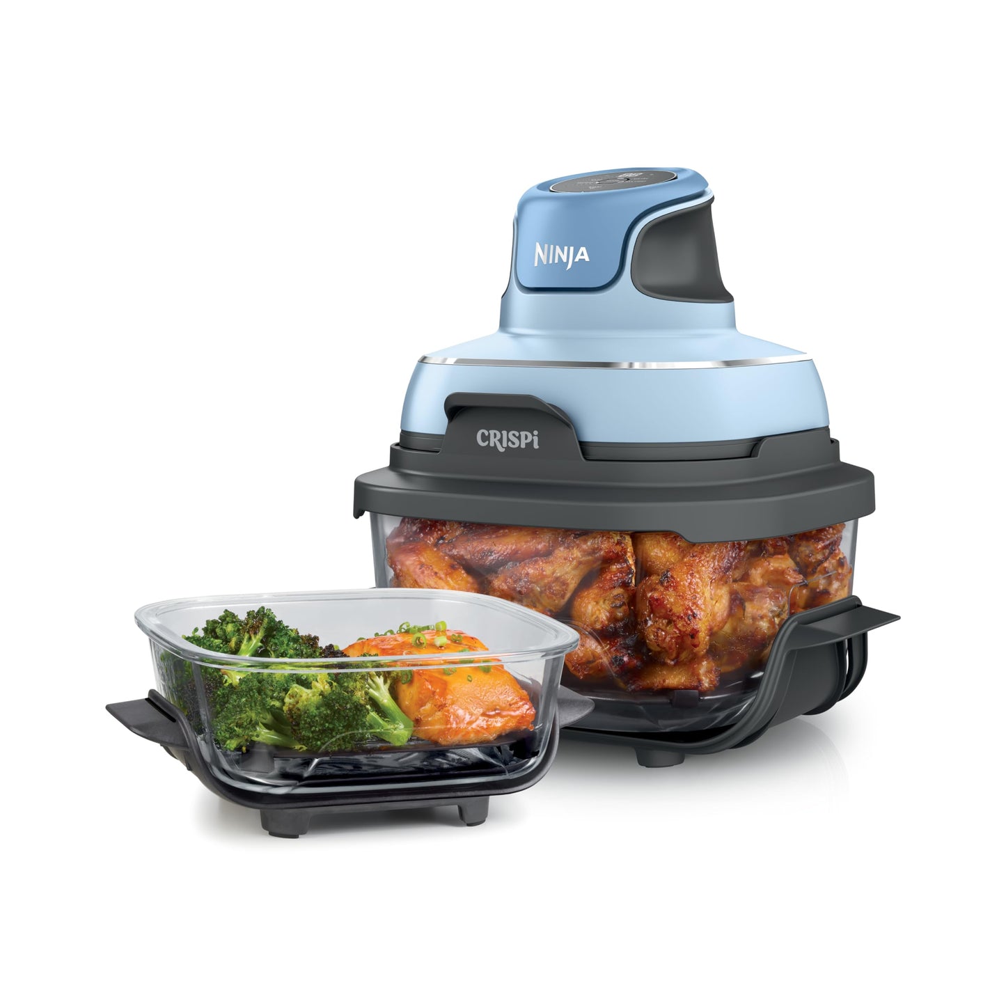 Ninja | Air Fryer | Crispi 4-in-1 Portable Cooking System | 4QT & 6 Cup Glass Containers, Crisper Plates & Storage Lids Included | Microwave, Freezer & Dishwasher Safe | Cherry Crush | FN101DR