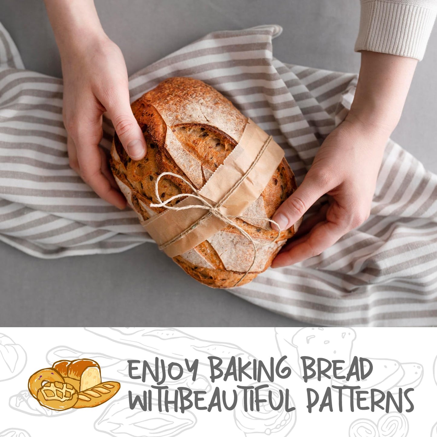 Bread Proofing Baskets Set of 2 10 inch Oval Shaped Dough Proofing Bowls w/Liners Perfect for Professional & Home Sourdough Bread Baking