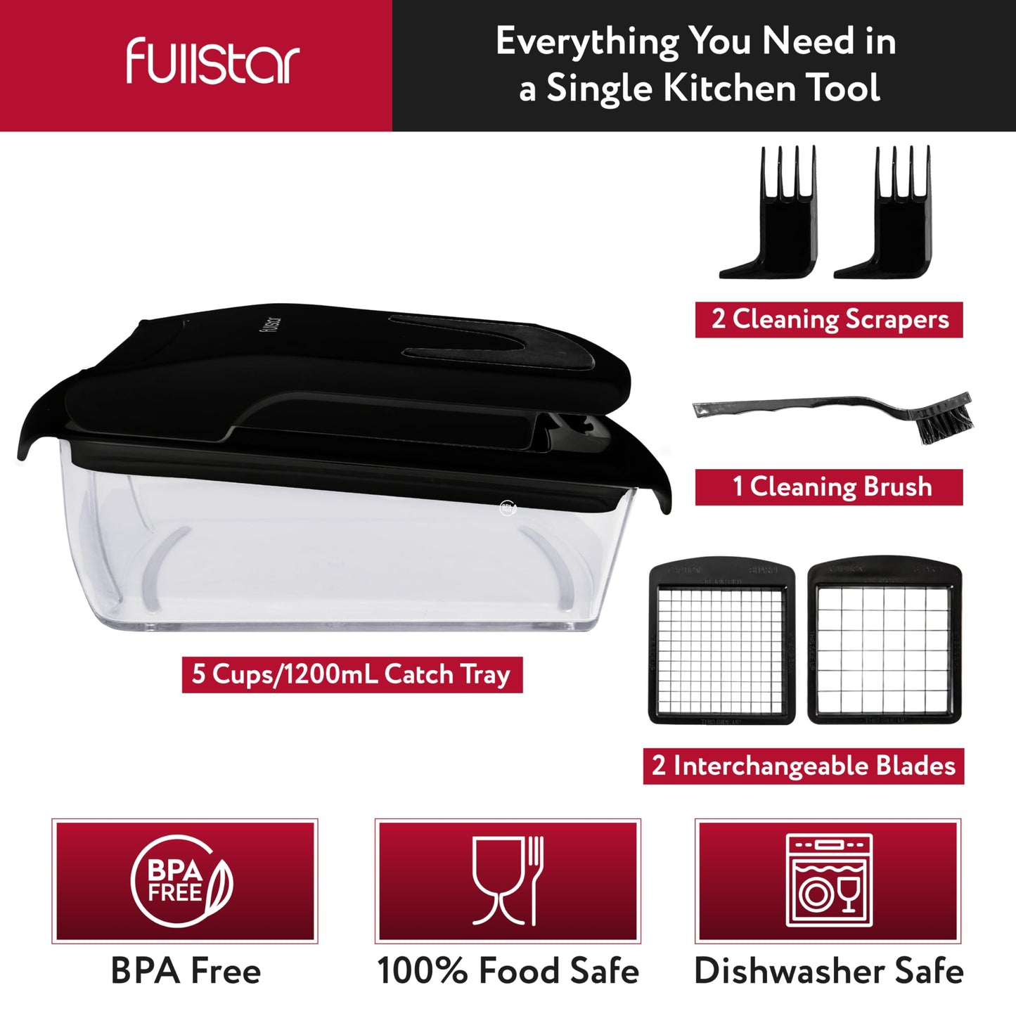 Fullstar The Original Pro Chopper - Vegetable Chopper and Spiralizer, Food Chopper with Container, Fruit Slicer, Kitchen Gadgets & Accessories, Home Essentials (4 in 1, White)