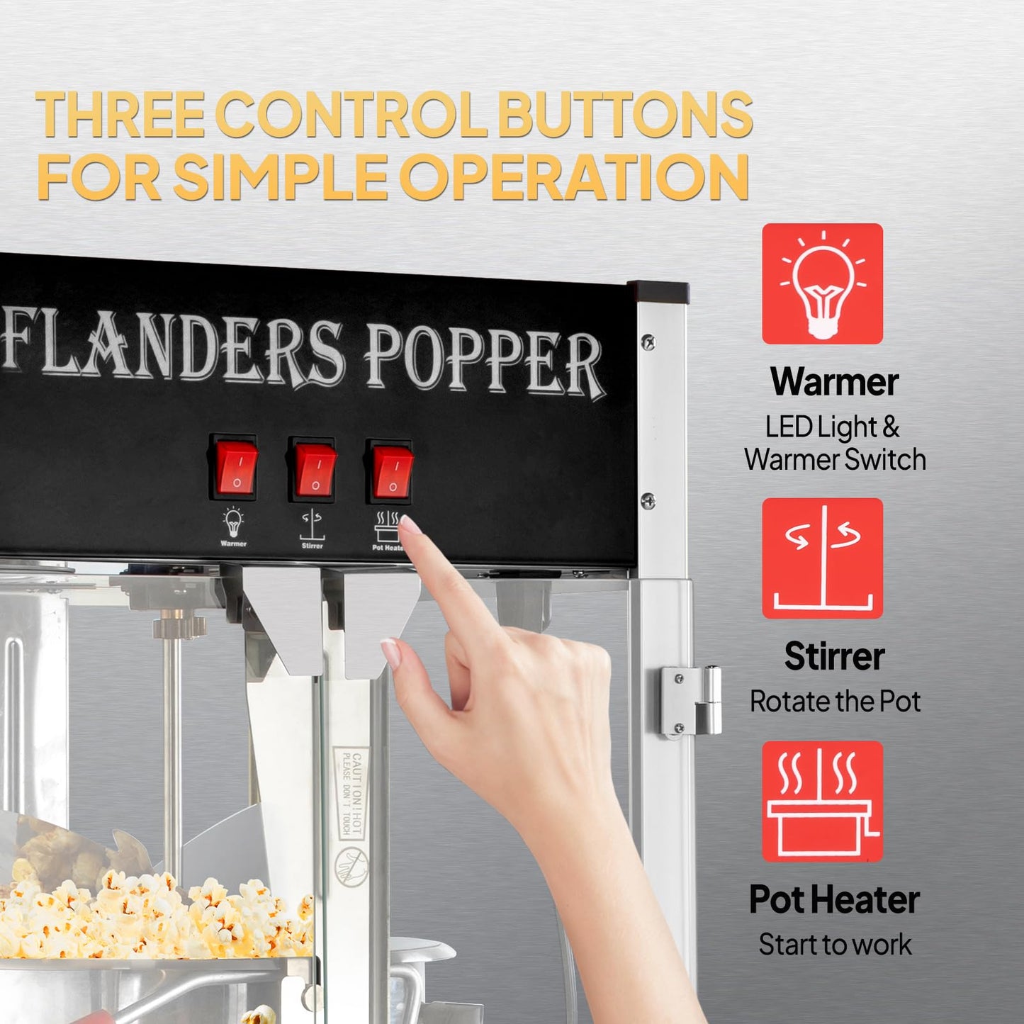 ROVSUN Popcorn Machine with 8 Ounce Kettle Makes Up to 32 Cups, Commercial Popcorn Machine Countertop Popcorn Maker w/Stainless Steel Scoop, Oil Spoon & 3 Popcorn Cups for Home Movie Theater, ETL