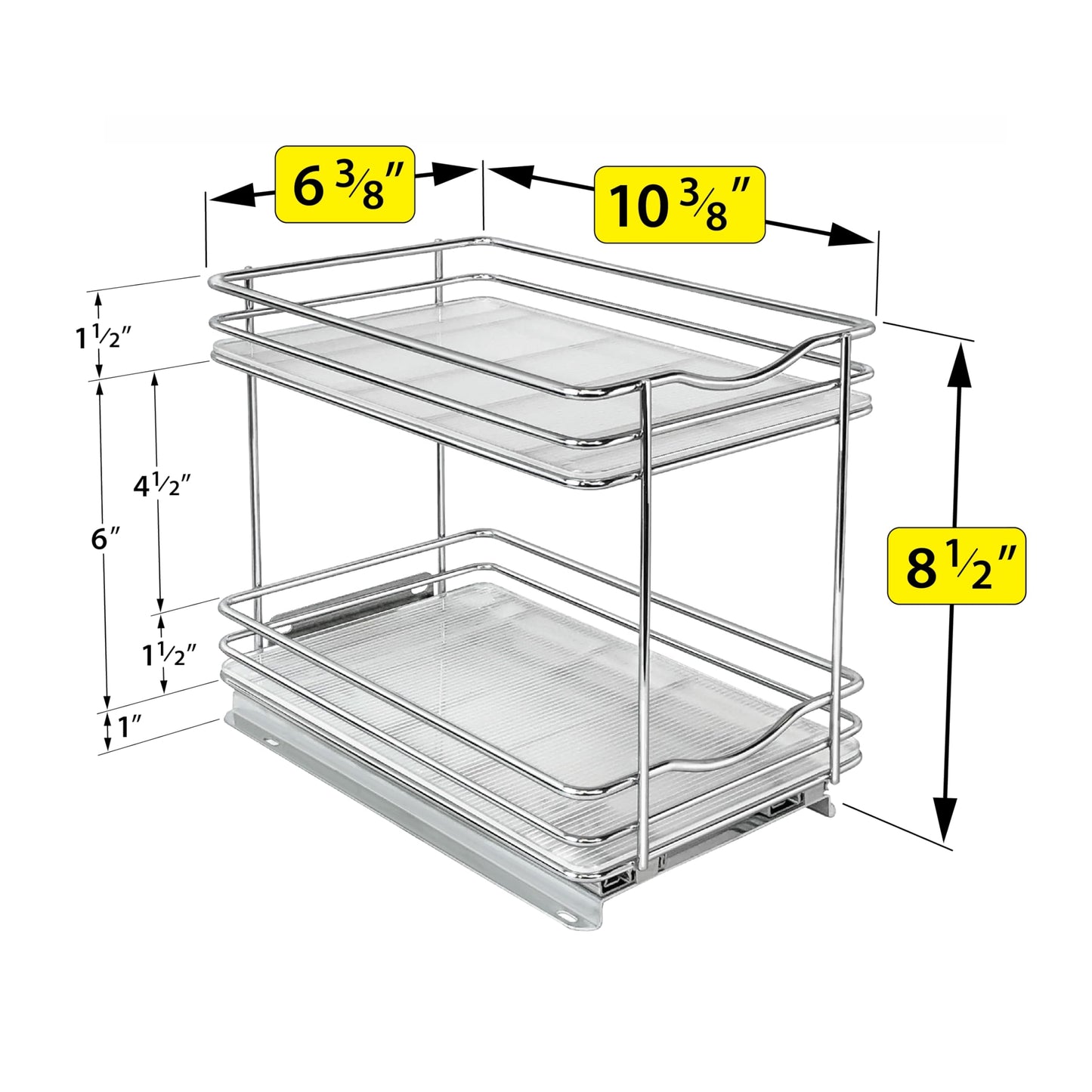 LYNK PROFESSIONAL® Pull Out Spice Rack Organizer for Inside Kitchen Cabinets - 4-3/8 inch Wide - Slide Out Drawer – Black Sliding Spice Cabinet Organization Shelf Racks - 2 Tier