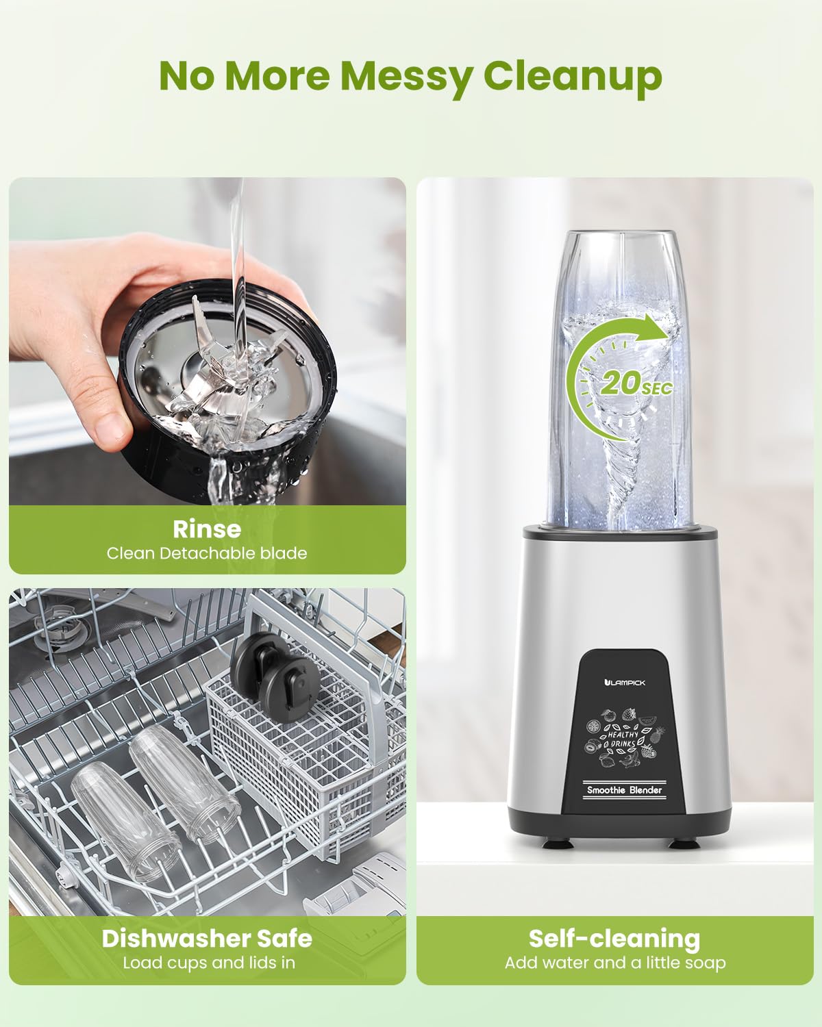 Blender for Smoothie, 900W Personal Blender for Shakes and Smoothies with 2 * 22oz BPA Free Portable Cups, Small Juicer for Protein Shake, Baby Food, Frozen Drink