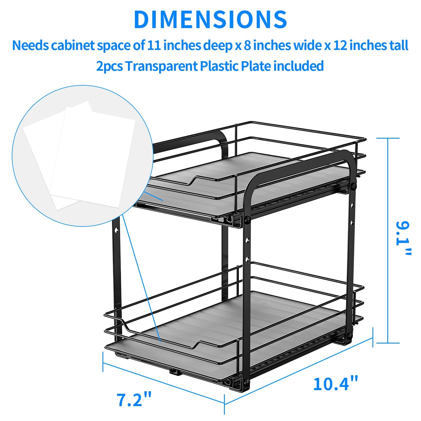 RCHYFEED Pull Out Spice Rack Organizer for Cabinet,Slide out Spice Organizer for Inside Cabinets,Heavy Duty Spice Organization for Kitchen and Pantry,Seasoning,Sauces(1-Tier,8.5" Wx10.5 Dx2.5 H)