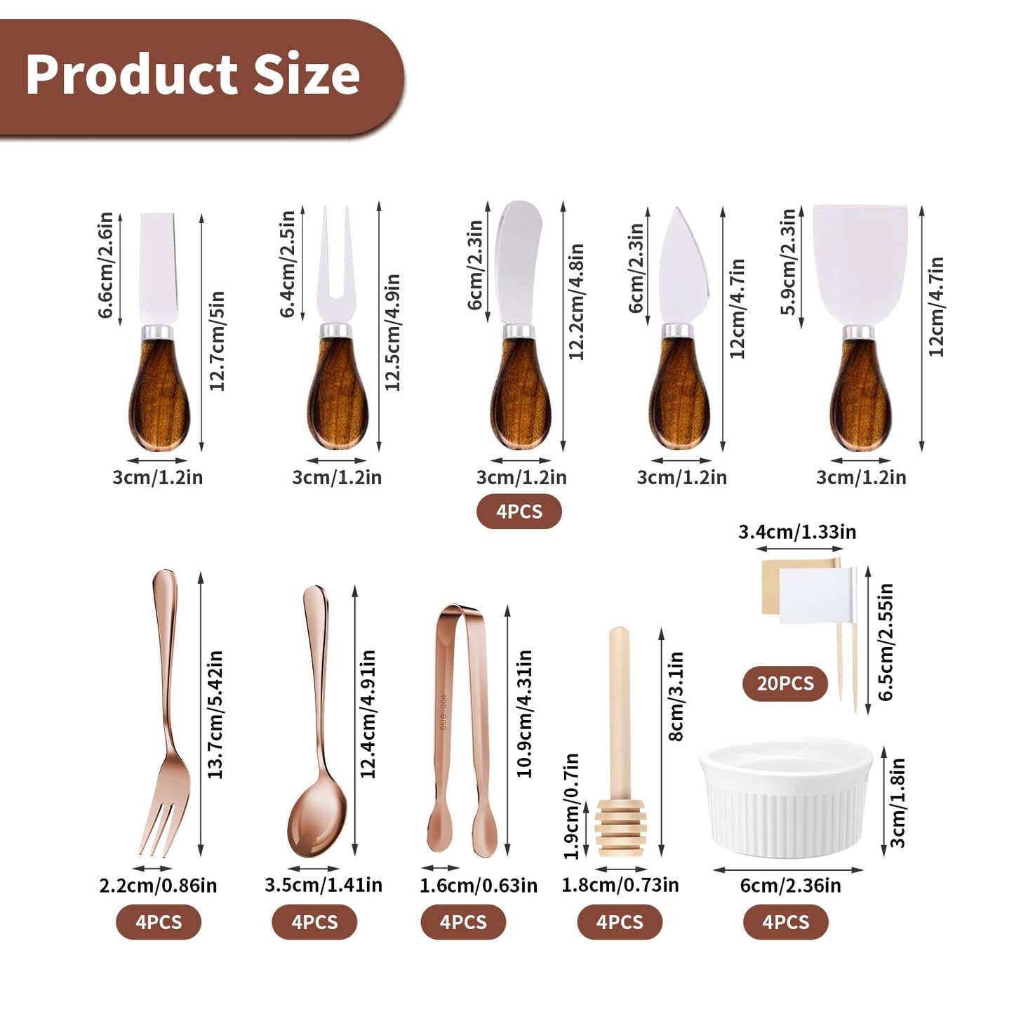 Charcuterie Boards Accessories(29 PCS) Cheese Spreaders for Charcuterie Board Mini Serving Spoon Fork Tongs Blank Toothpick Flags Bowl