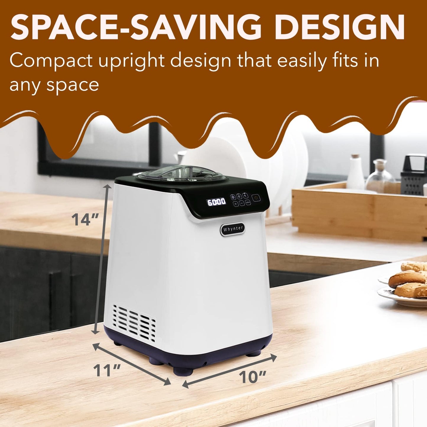 Whynter Ice Cream Maker Machine Automatic 1.28 Qt Upright with Built-In Compressor, LCD Digital Display & Timer, No Pre-Freezing, ICM-128BPS, Black/Pink