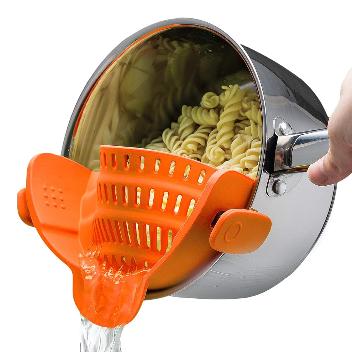 Kitchen Gizmo Snap N' Strain - Silicone Pasta Strainer Clip-On for Pots and Pans - Heat Resistant Colander for Vegetables and Noodles - Kitchen Gadgets for Cooking - Space-Saving Design - Gray