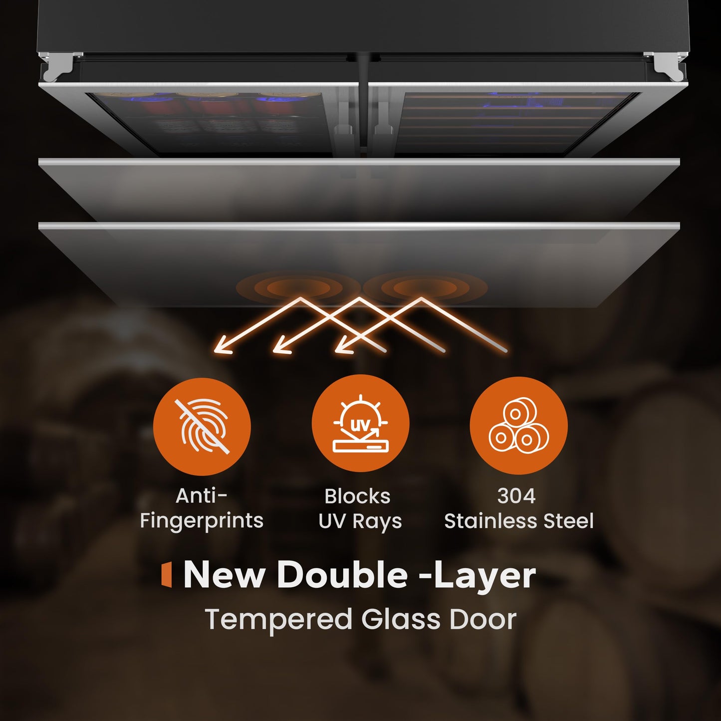 Ca'Lefort 24 Inch Wine and Beverage Refrigerator, 60 Can and 20 Bottle Wine Fridge 36-72°F, 3 LED Dual Zone Wine Cooler with Glass Door, Built-in Compressor Refrigerator for Home/Kitchen (4.10 cu.ft)