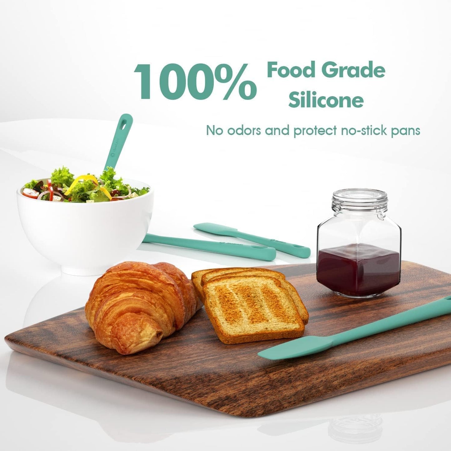 5 Pieces Silicone Spatula Set, Food Grade Rubber Spatula, Upgrade Strong Handle with Ergonomic Grip, Heat Resistant Up to 600°F for Nonstick Cookware, Cooking