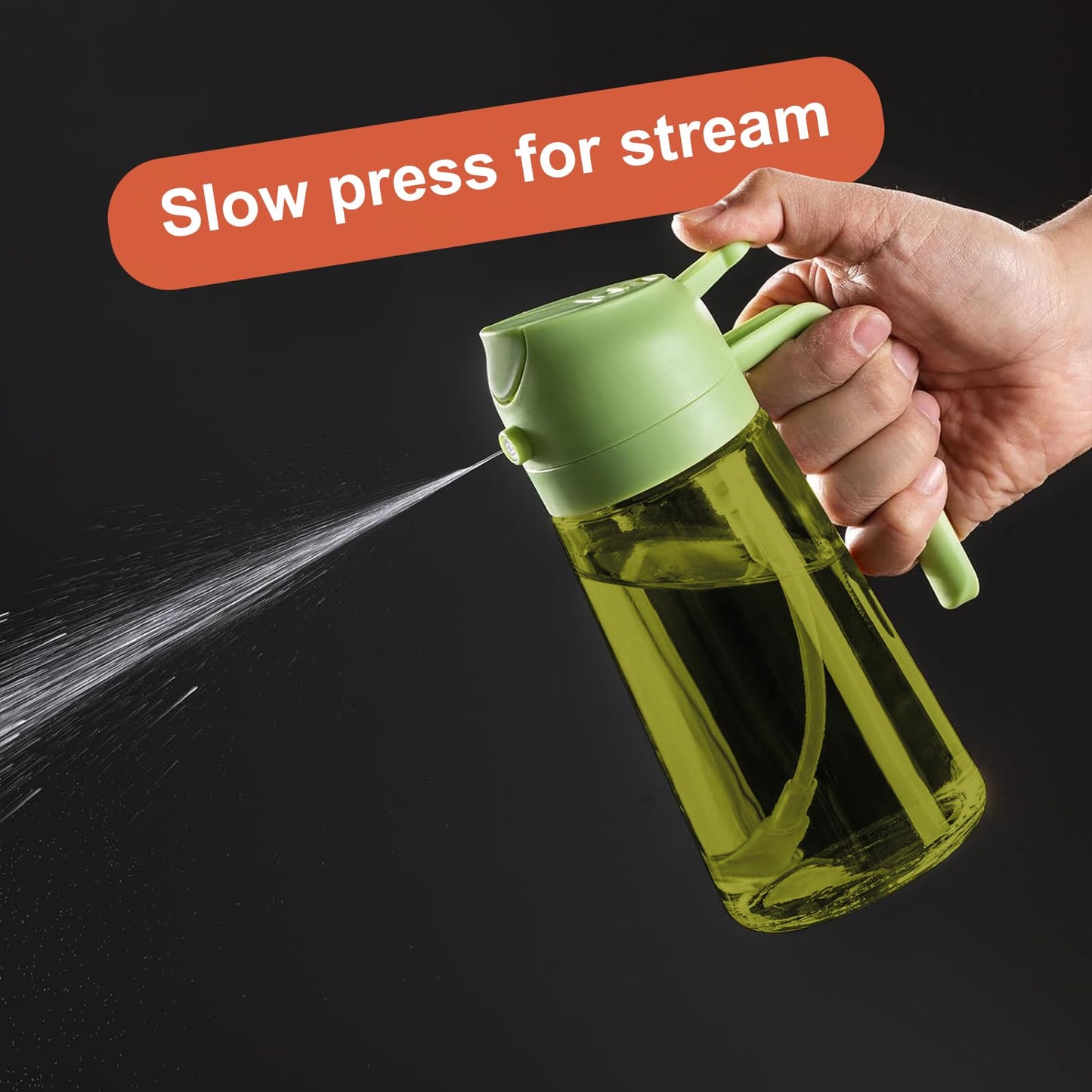 CXINYI - 16oz/470ml Olive Oil Dispenser for Kitchen with Stickers - 2 in 1 Olive Oil Sprayer for Cooking, Air Fryer, and Salad, Black&Green (Light-Proof Kitchen Gadget)