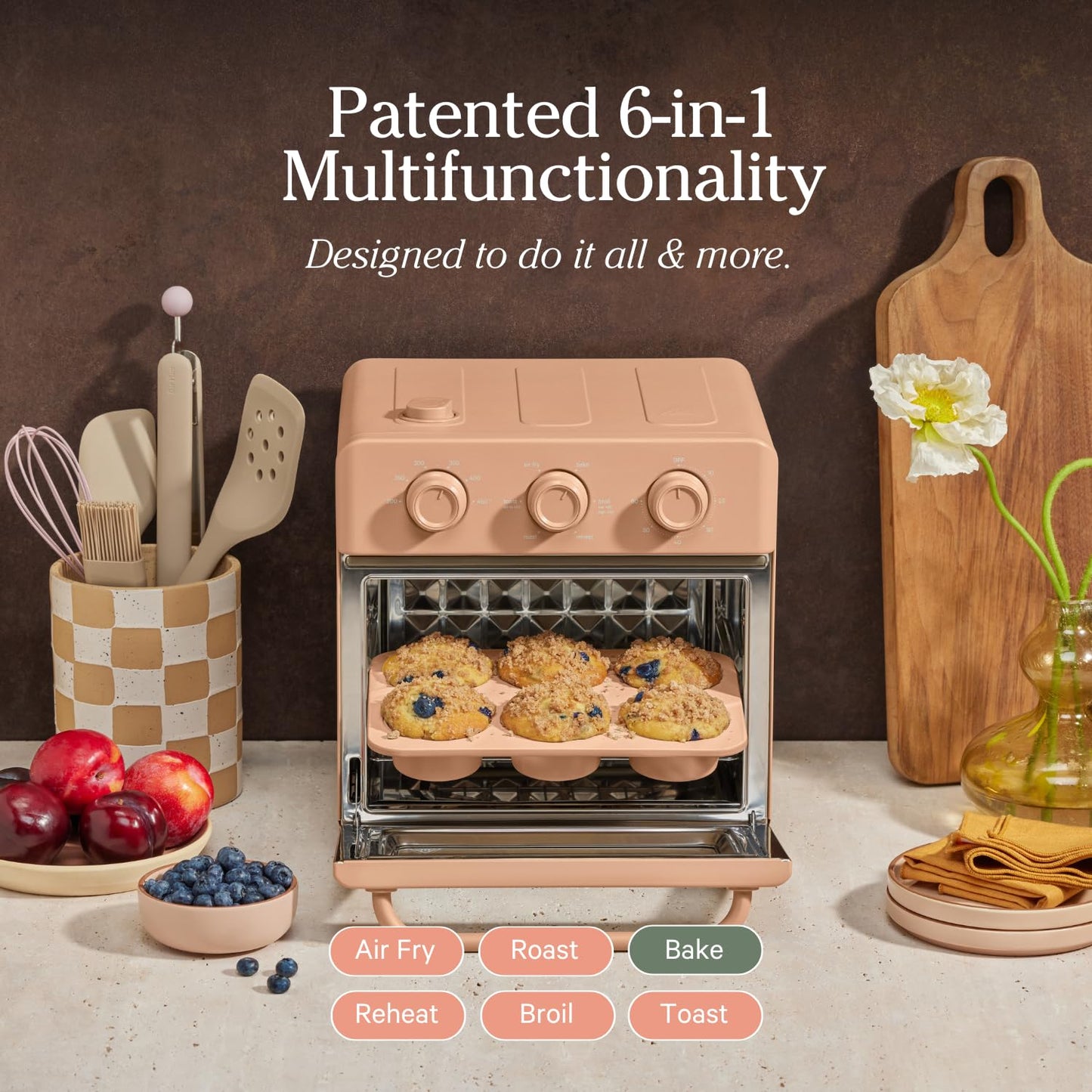 Our Place Wonder Oven Baker’s Kit – 3-Piece Toxin-Free Ceramic Nonstick Bakeware Set (8” Round, 8” Square, 6-Cup Muffin Pan) - Oven-Safe up to 450°F - Blue Salt