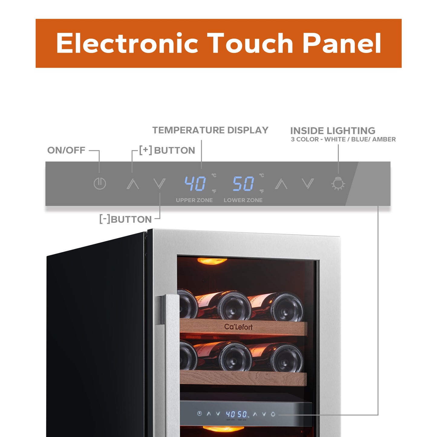 Ca'Lefort 24 Inch Wine and Beverage Refrigerator, 60 Can and 20 Bottle Wine Fridge 36-72°F, 3 LED Dual Zone Wine Cooler with Glass Door, Built-in Compressor Refrigerator for Home/Kitchen (4.10 cu.ft)