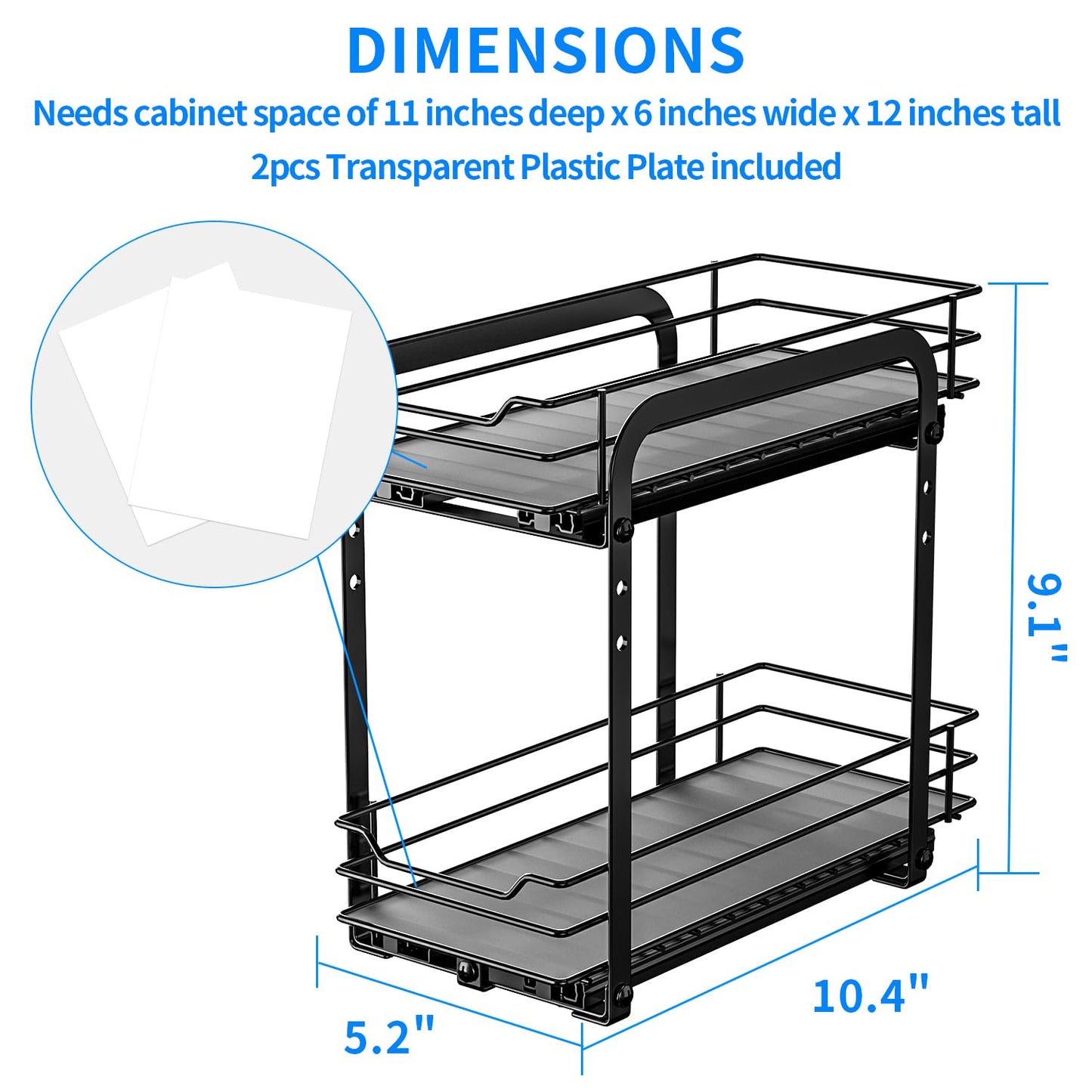 RCHYFEED Pull Out Spice Rack Organizer for Cabinet,Slide out Spice Organizer for Inside Cabinets,Heavy Duty Spice Organization for Kitchen and Pantry,Seasoning,Sauces(1-Tier,8.5" Wx10.5 Dx2.5 H)