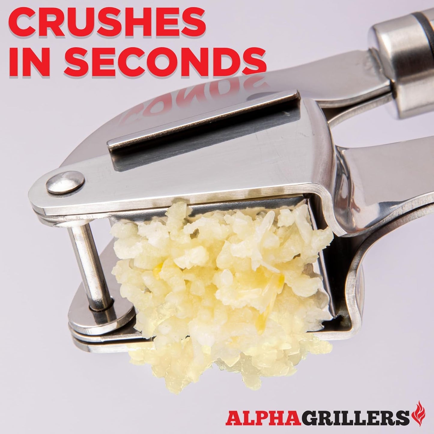 Alpha Grillers Garlic Press Stainless Steel - Professional Garlic Mincer and Crusher with Silicone Peeler Dishwasher Safe