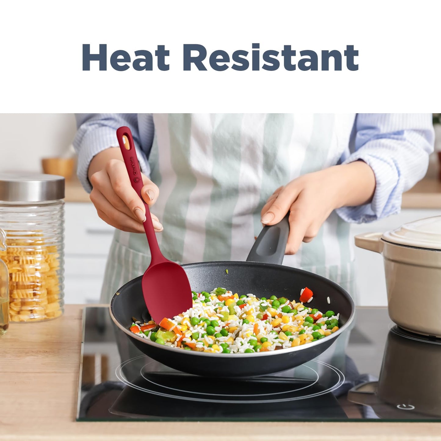 5 Pieces Silicone Spatula Set, Food Grade Rubber Spatula, Upgrade Strong Handle with Ergonomic Grip, Heat Resistant Up to 600°F for Nonstick Cookware, Cooking