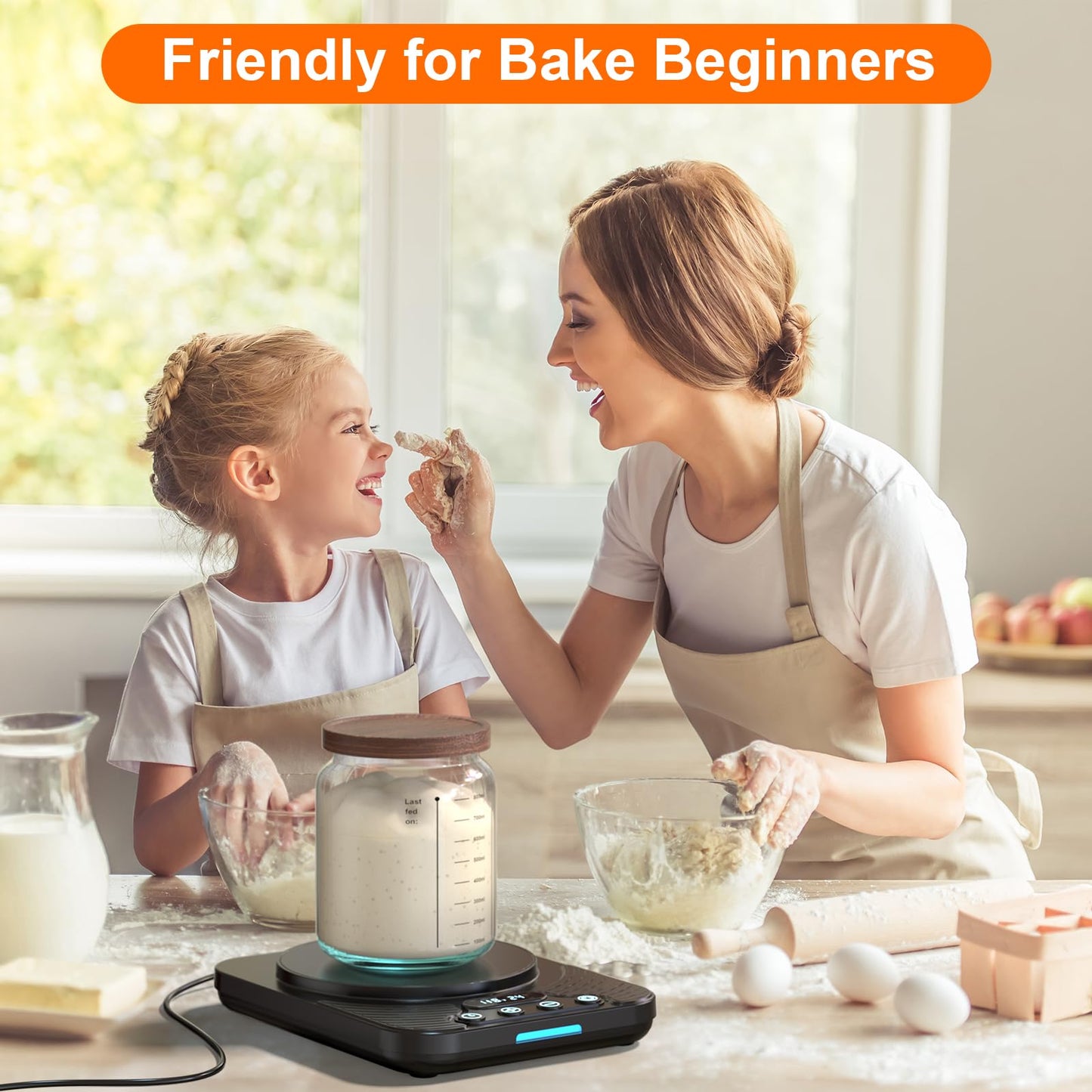 Electric Sourdough Starter Warmer Mat, Upgrade Warming Heating Pad for Sour Dough Starter, Sourdough Heater Proofing Tool for Home Baking with US Plug Thermostat Control, Timing, Memory Function