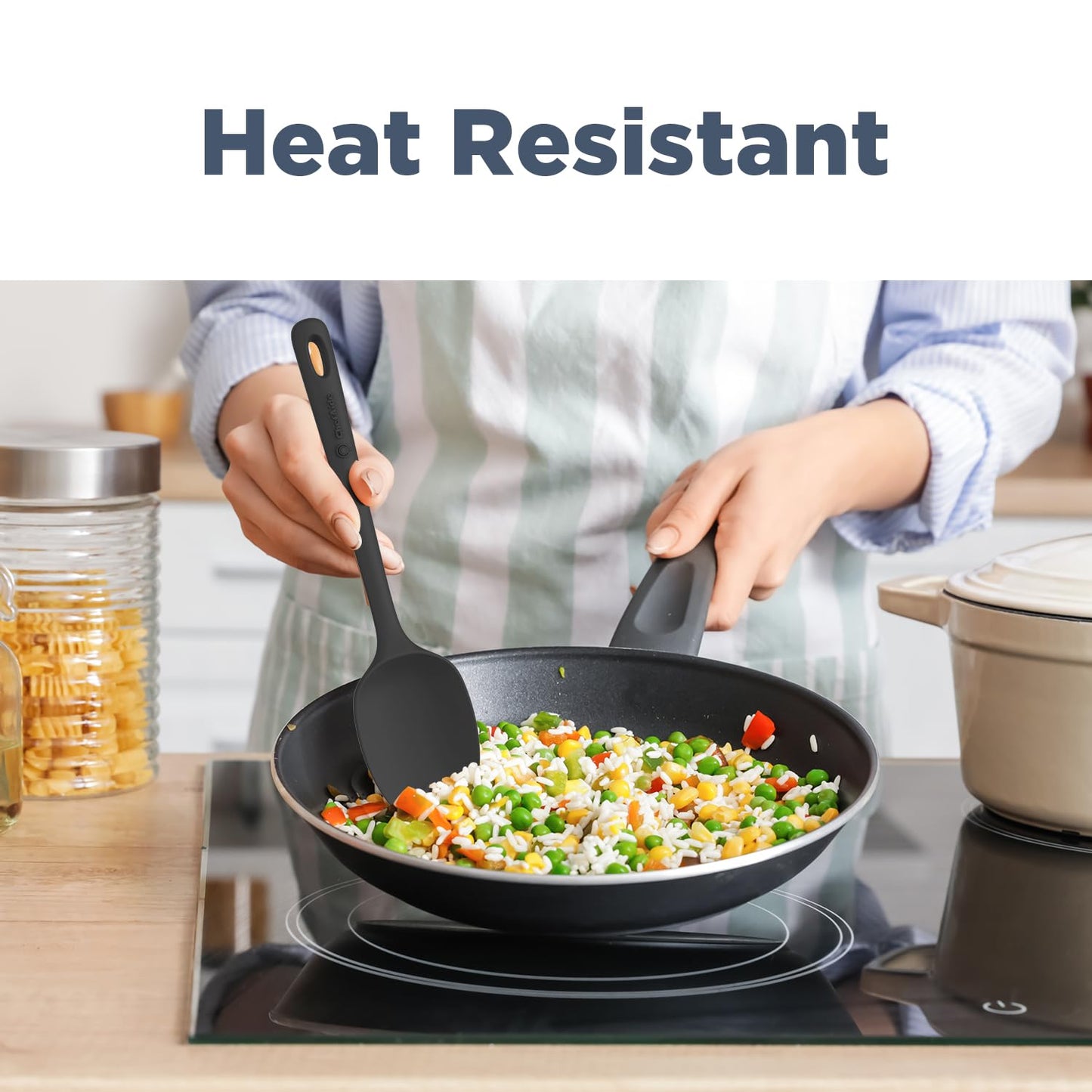 5 Pieces Silicone Spatula Set, Food Grade Rubber Spatula, Upgrade Strong Handle with Ergonomic Grip, Heat Resistant Up to 600°F for Nonstick Cookware, Cooking