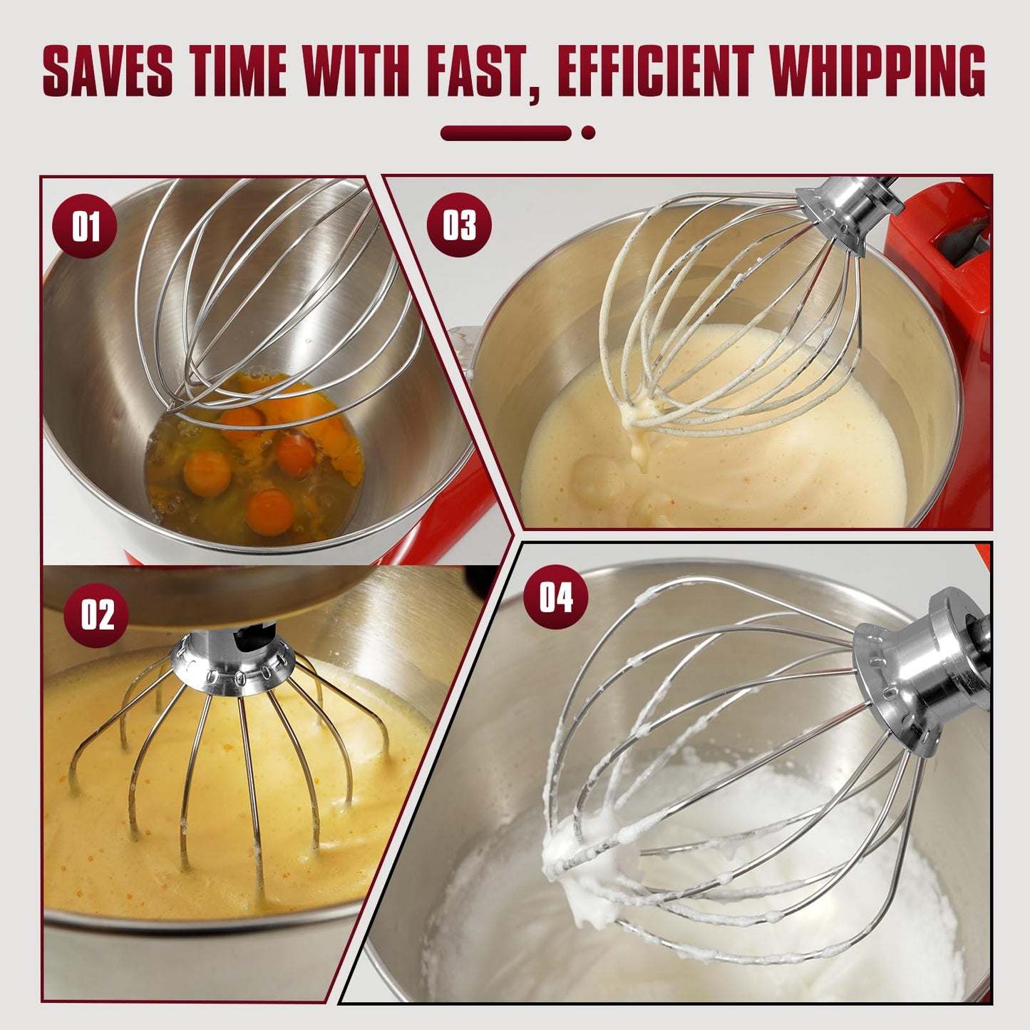 Whole Stainless Steel K45WW Whisk Attachment for KitchenAid 4.5-5 Tilt-Head Mixer, Dishwasher Safe Wire Whip for Kitchen Aid