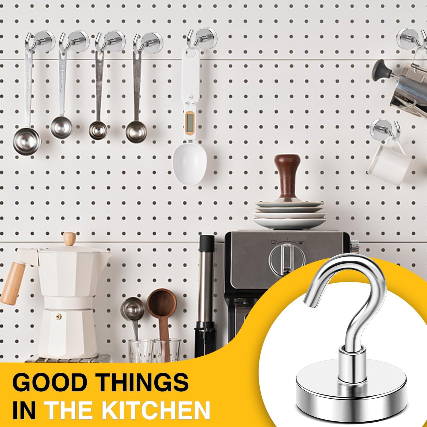 DIYMAG Magnetic Hooks, 30lbs+ Magnet Hook 2025 Cruise Cabin Ship Essentials Heavy Duty Strong Magnets Refrigerator Fridge Hanging for Classroom Beach Vacation Kitchen Grills Home 20 Pack (Silver)