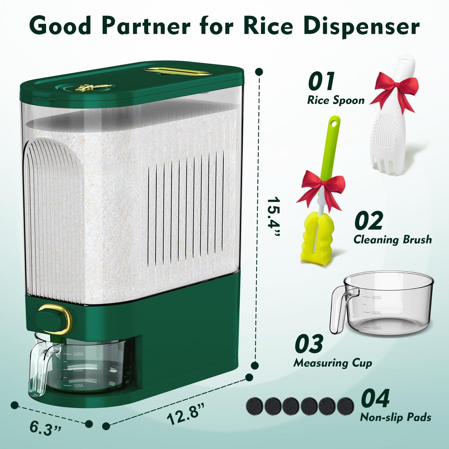 22-25 Lbs Rice Dispenser, Large Cereal Dry Food Storage Containers with Measuring Cup,BPA-Free Household for Kitchen Pantry Organization-Blue