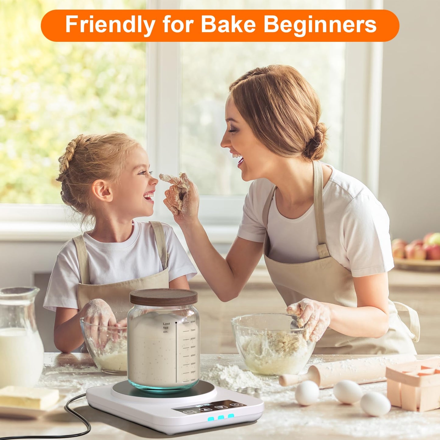 Electric Sourdough Starter Warmer Mat, Upgrade Warming Heating Pad for Sour Dough Starter, Sourdough Heater Proofing Tool for Home Baking with US Plug Thermostat Control, Timing, Memory Function