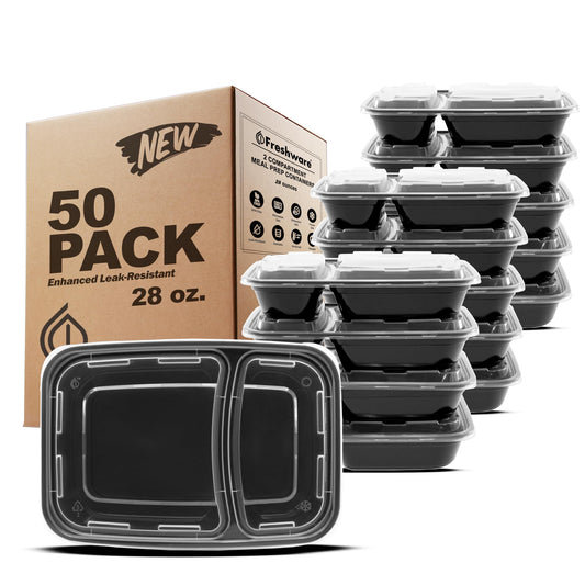 Freshware Meal Prep Containers [150 Pack] 1 Compartment with Lids, Food Storage Containers, Bento Box, BPA Free, Stackable, Microwave/Dishwasher/Freezer Safe (24 oz)